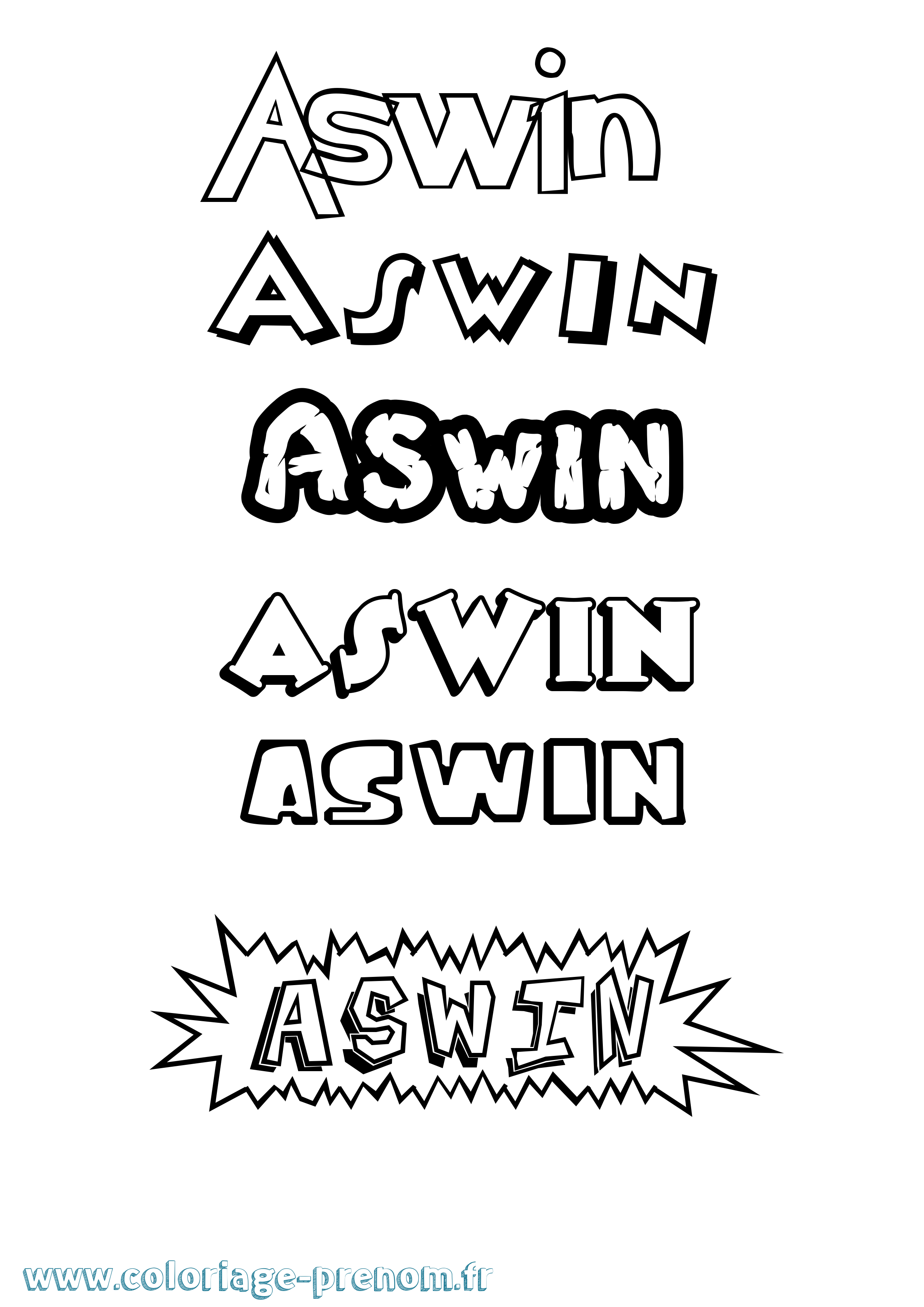 Coloriage Aswin Dessin Animé Coloriage prénom Aswin Dessin Animé