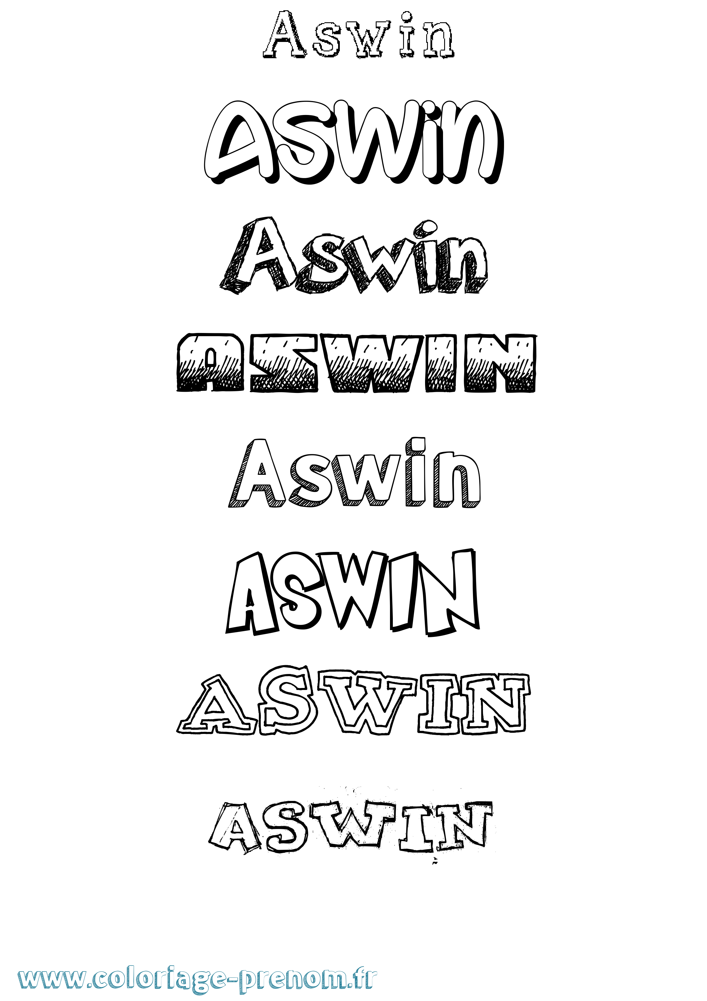 Coloriage Aswin Dessiné Coloriage prénom Aswin Dessiné