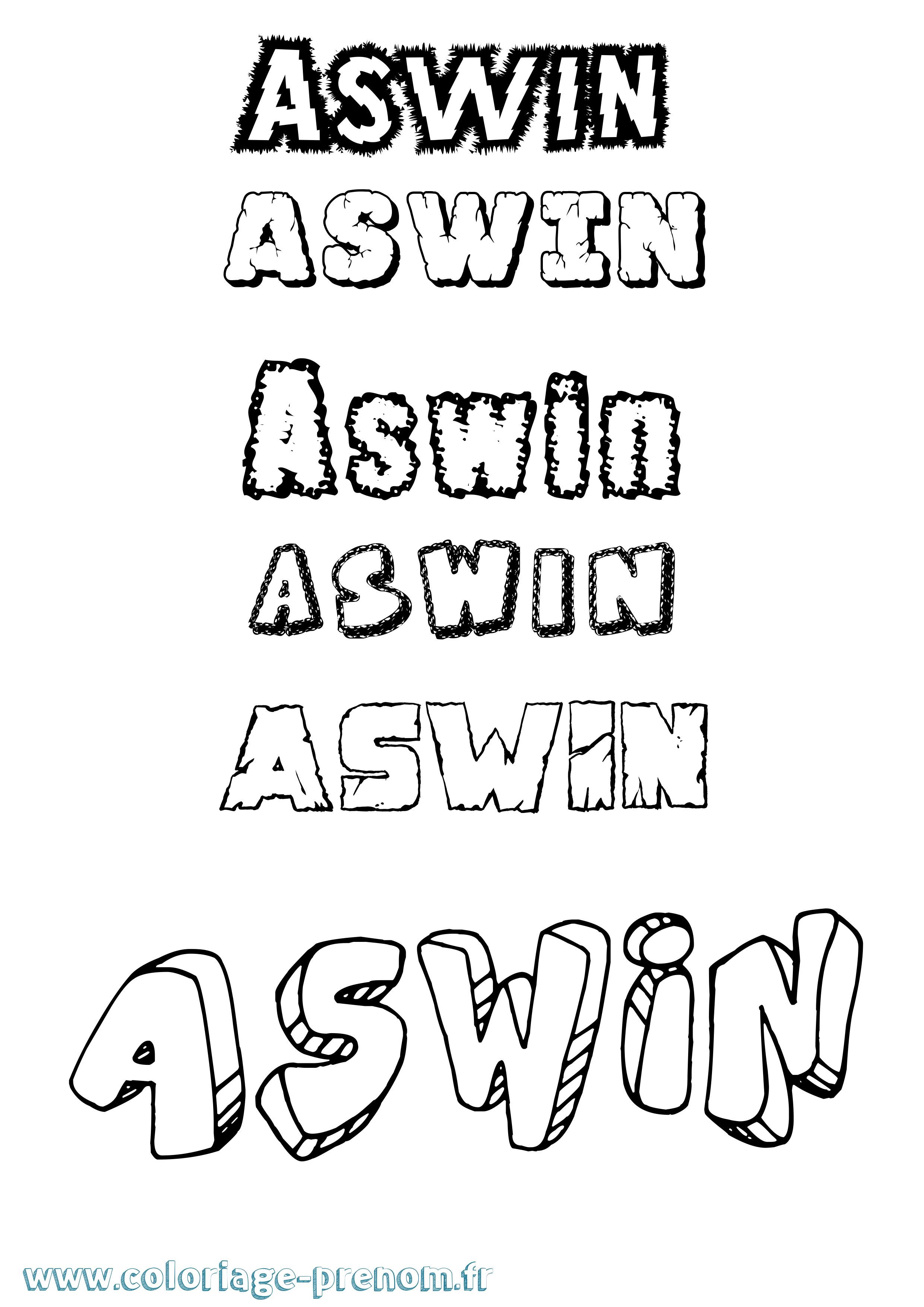 Coloriage Aswin Destructuré Coloriage prénom Aswin Destructuré