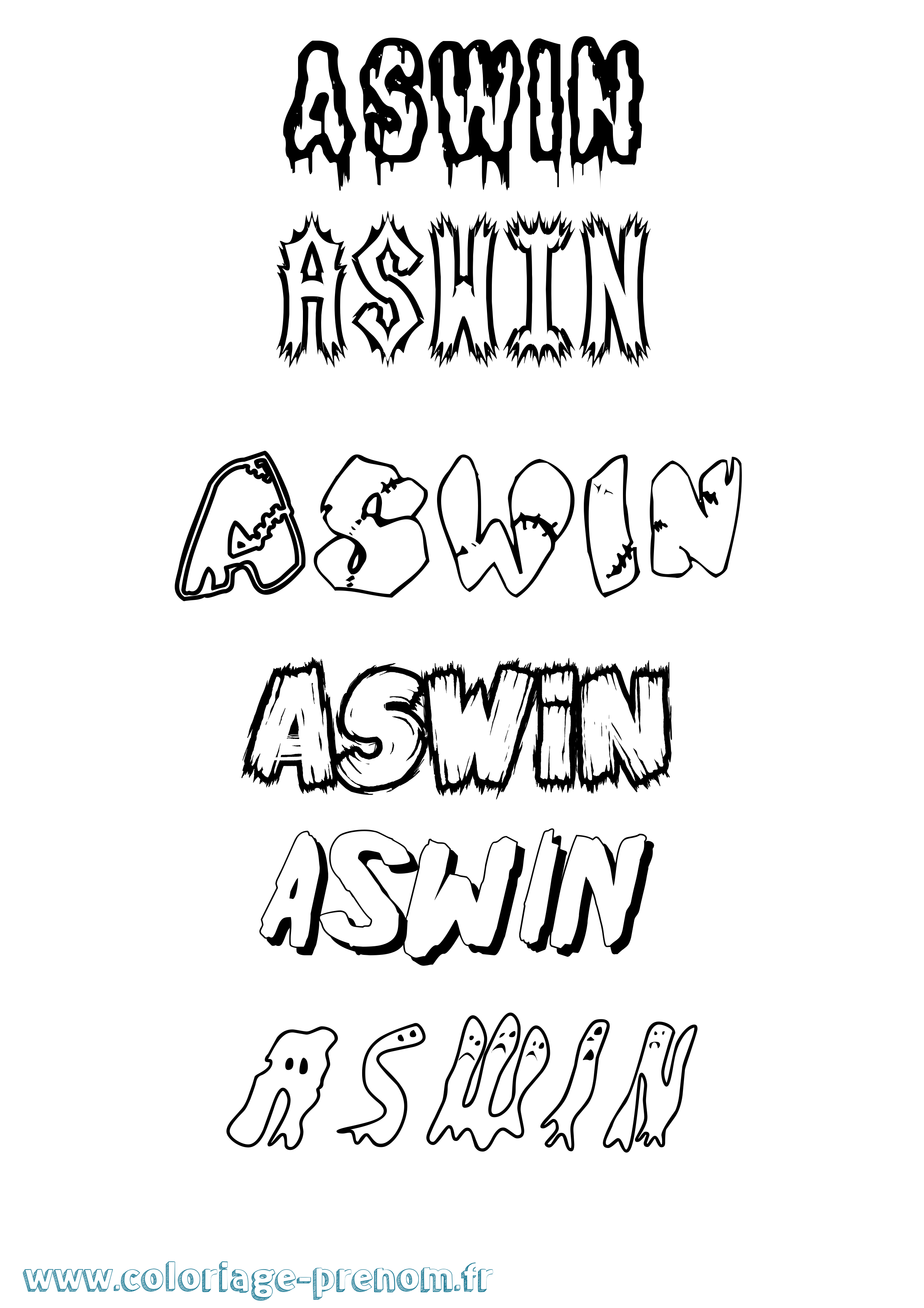 Coloriage Aswin Frisson Coloriage prénom Aswin Frisson