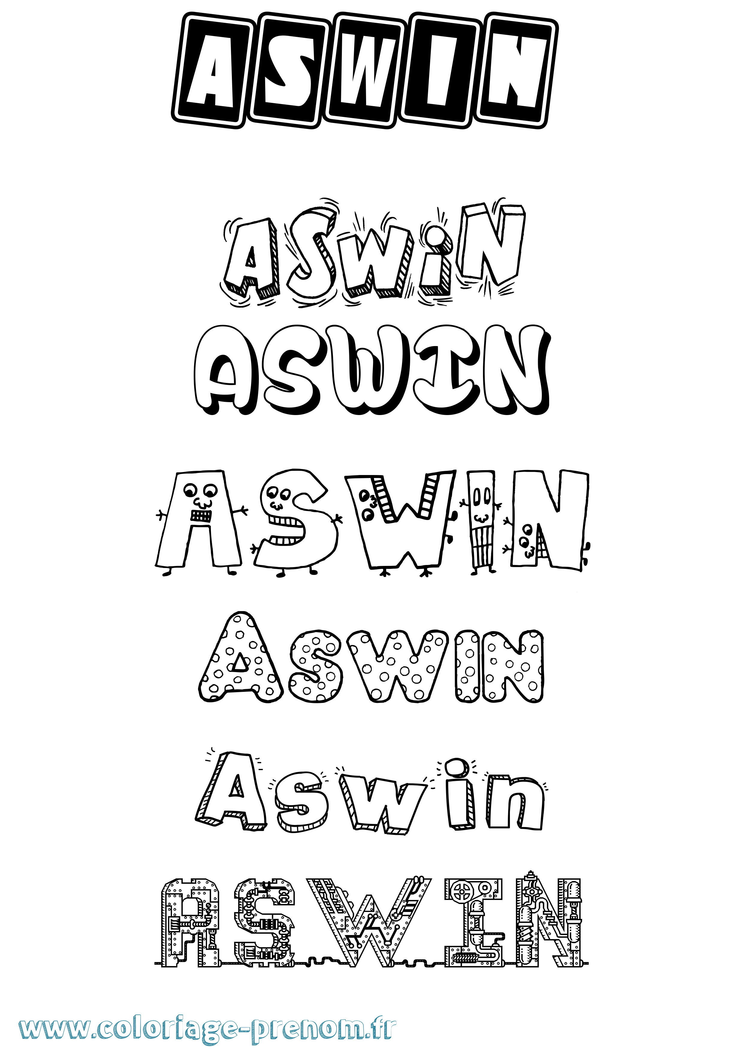 Coloriage Aswin Fun Coloriage prénom Aswin Fun