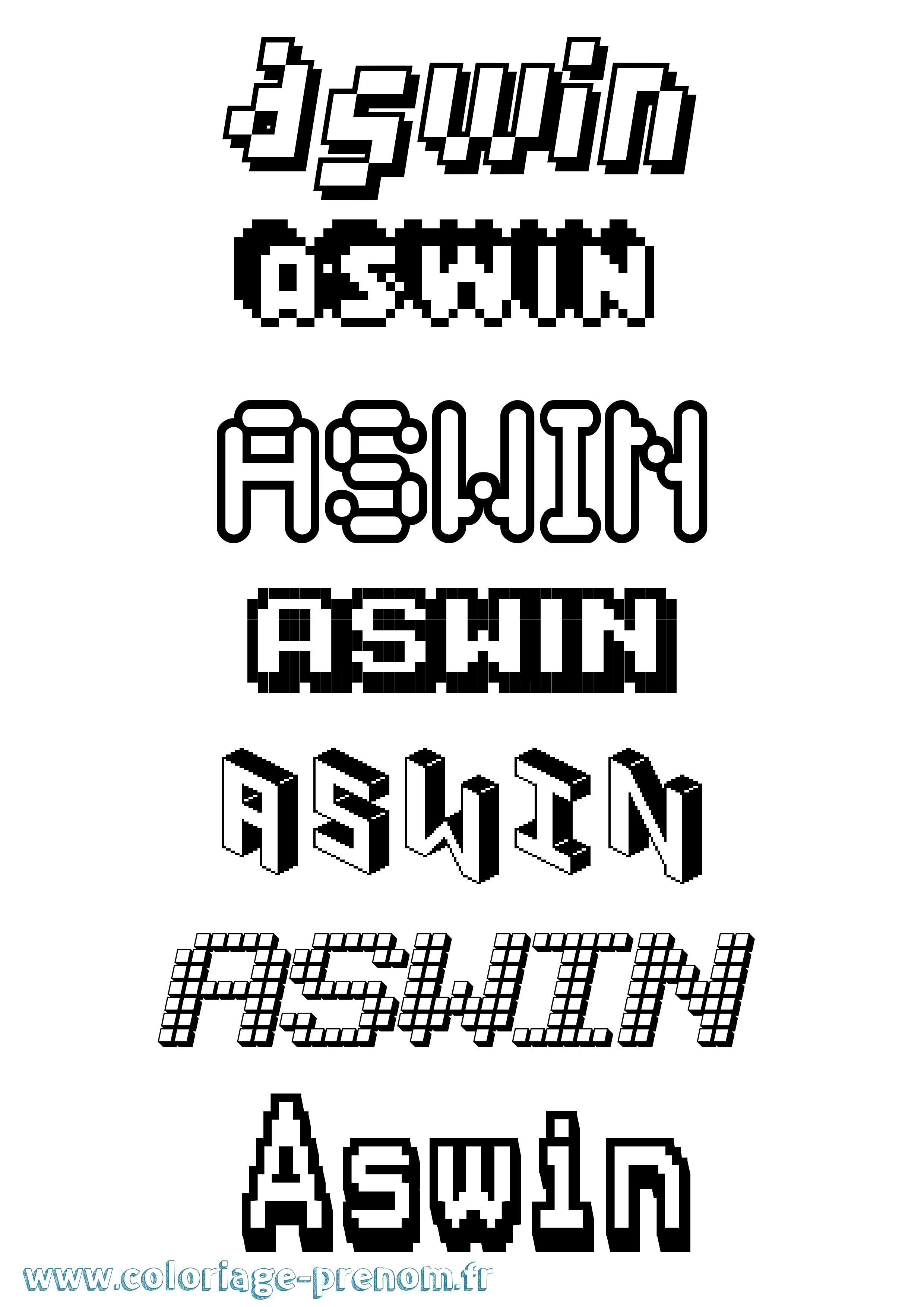 Coloriage Aswin Pixel Coloriage prénom Aswin Pixel
