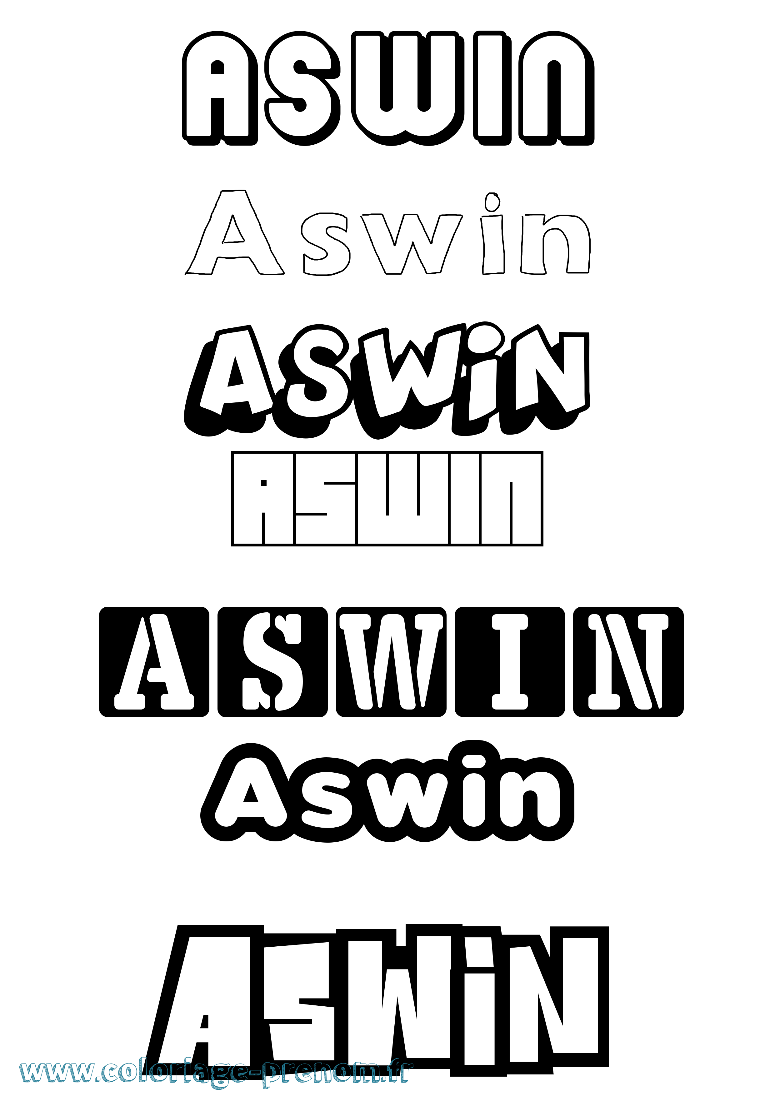 Coloriage Aswin Simple Coloriage prénom Aswin Simple