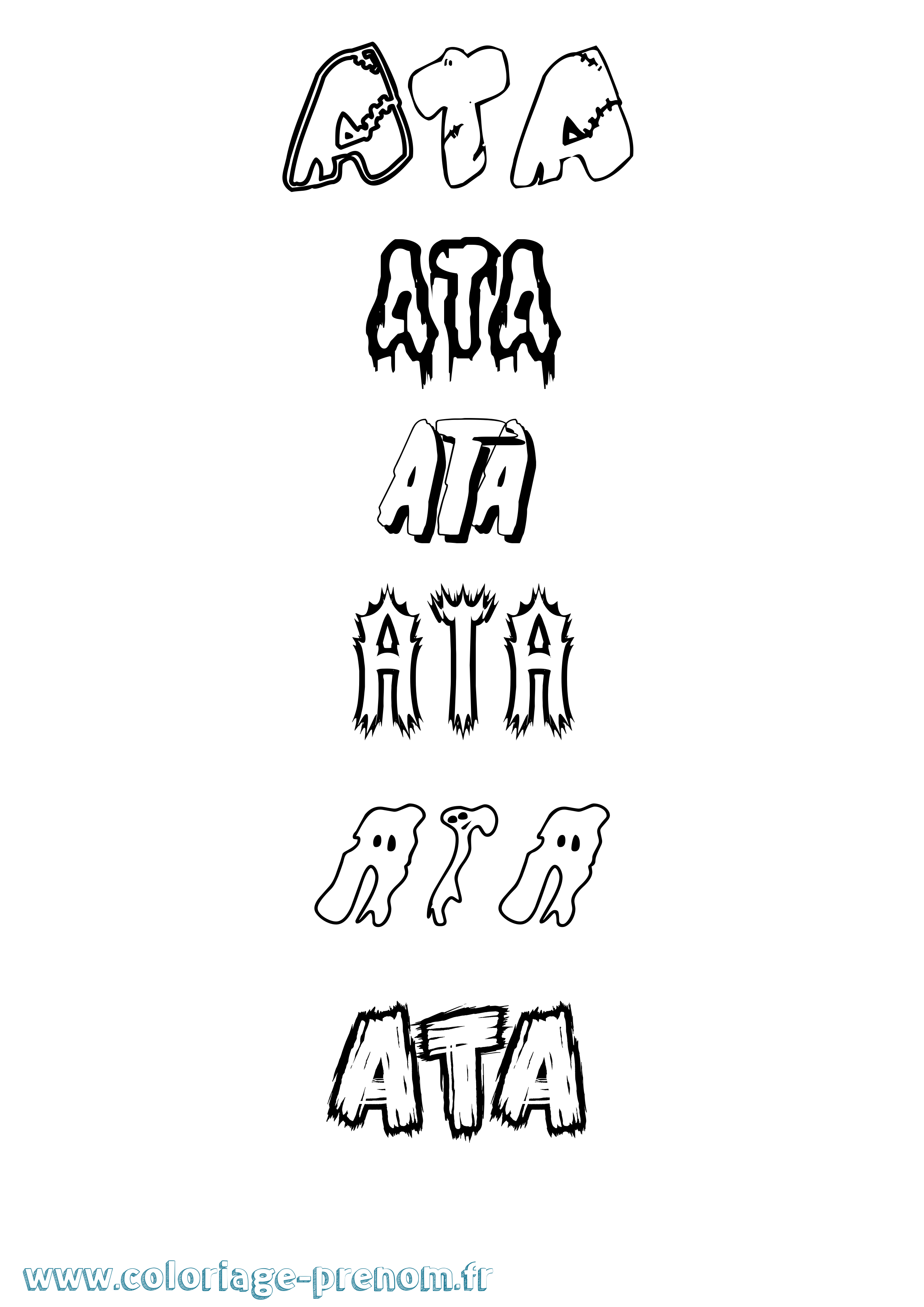 Coloriage Ata Frisson Coloriage prénom Ata Frisson