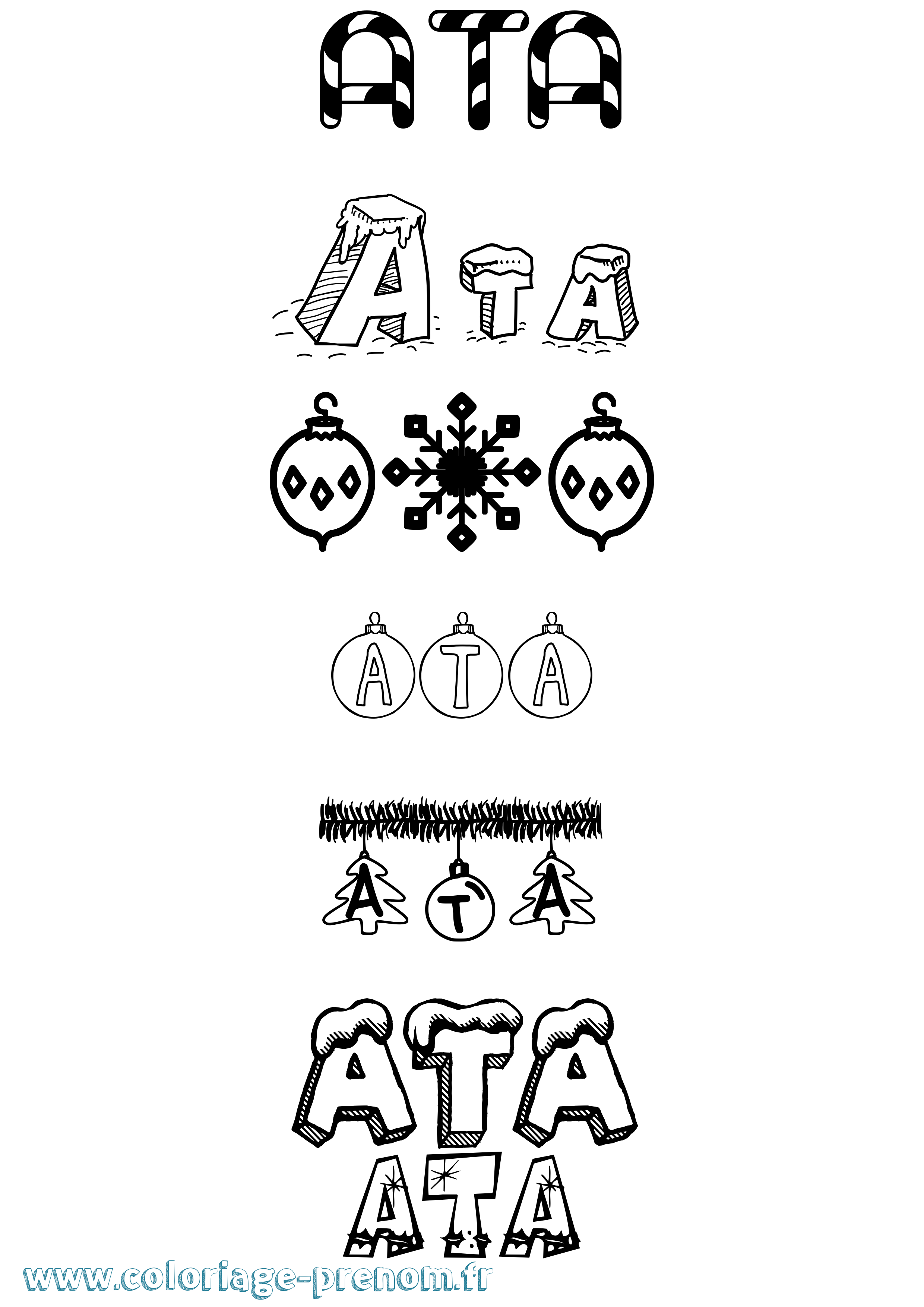 Coloriage Ata Noël Coloriage prénom Ata Noël