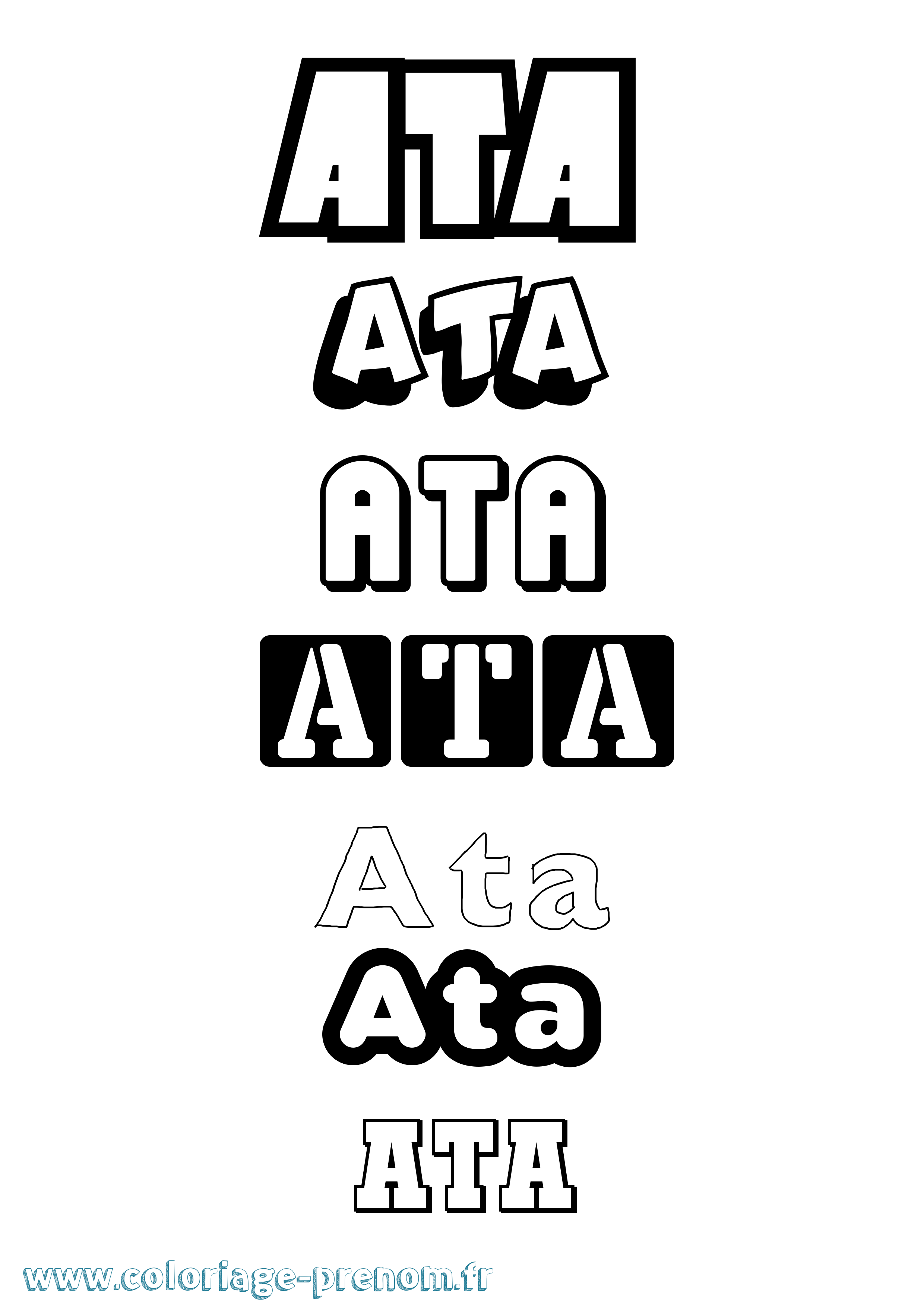 Coloriage Ata Simple Coloriage prénom Ata Simple