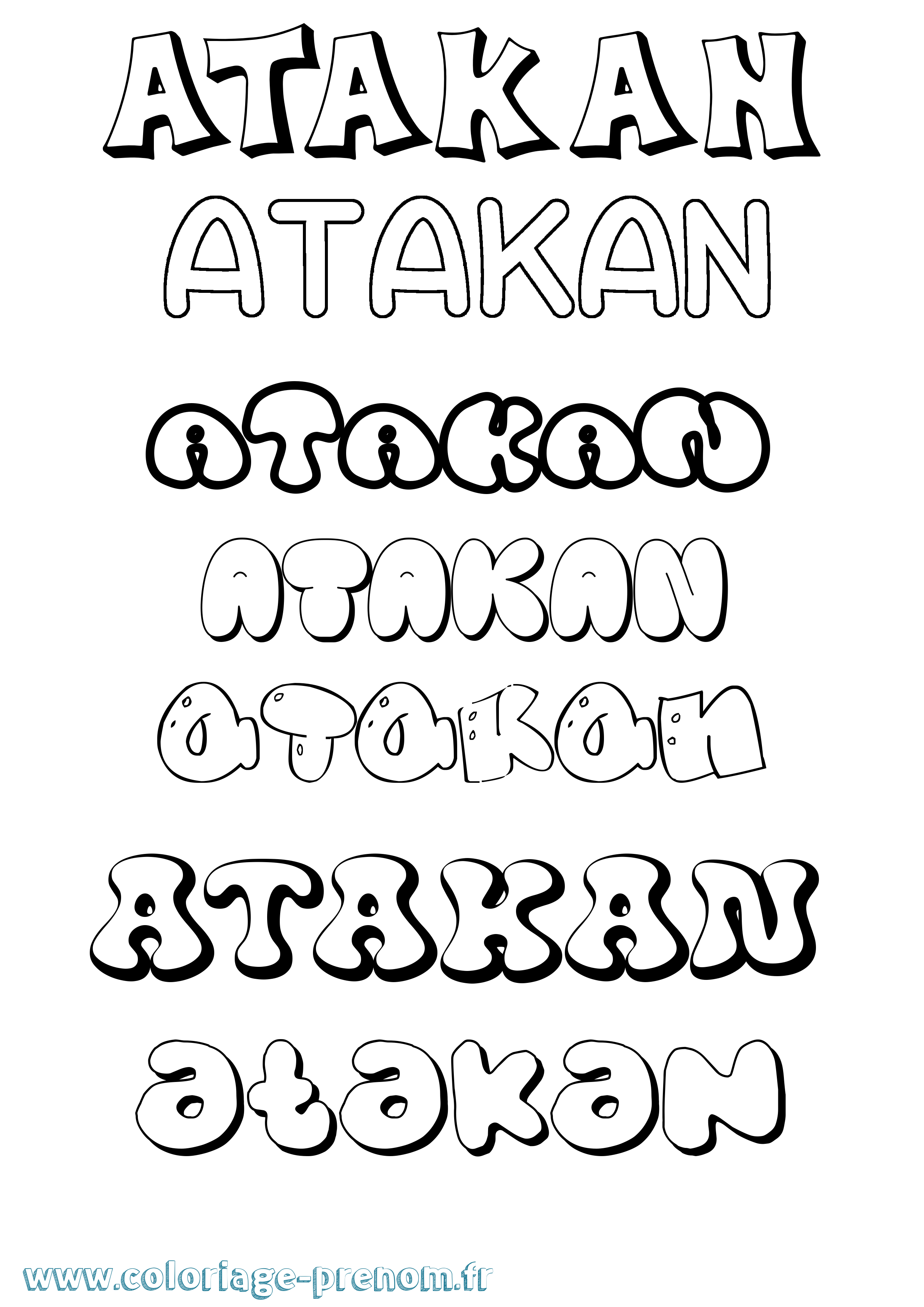 Coloriage Atakan Bubble Coloriage prénom Atakan Bubble