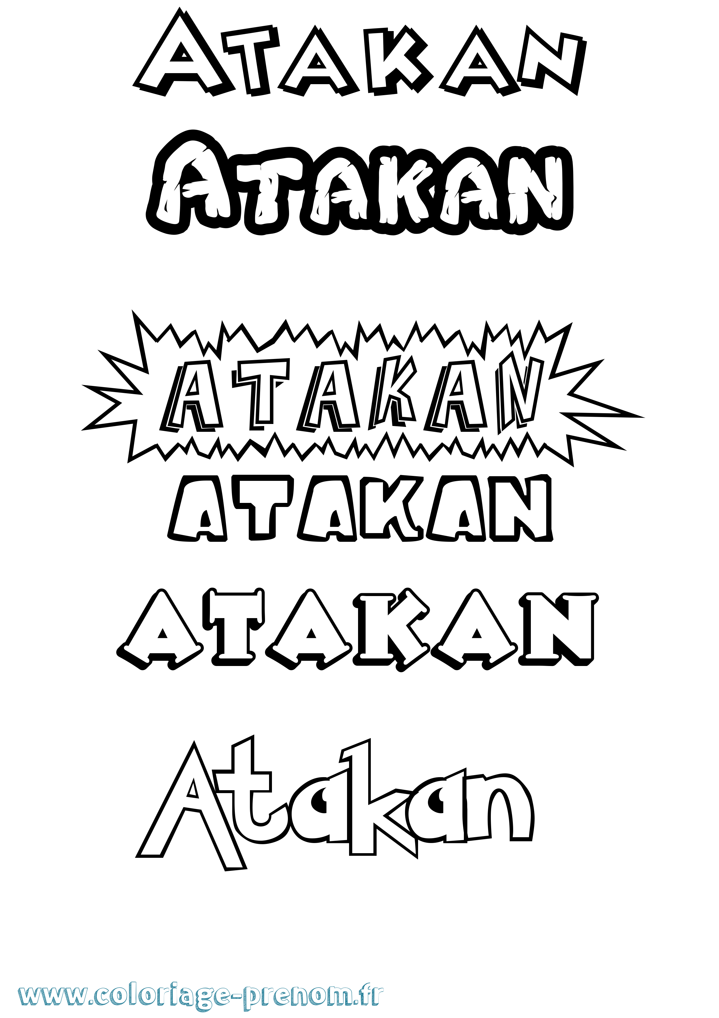 Coloriage Atakan Dessin Animé Coloriage prénom Atakan Dessin Animé