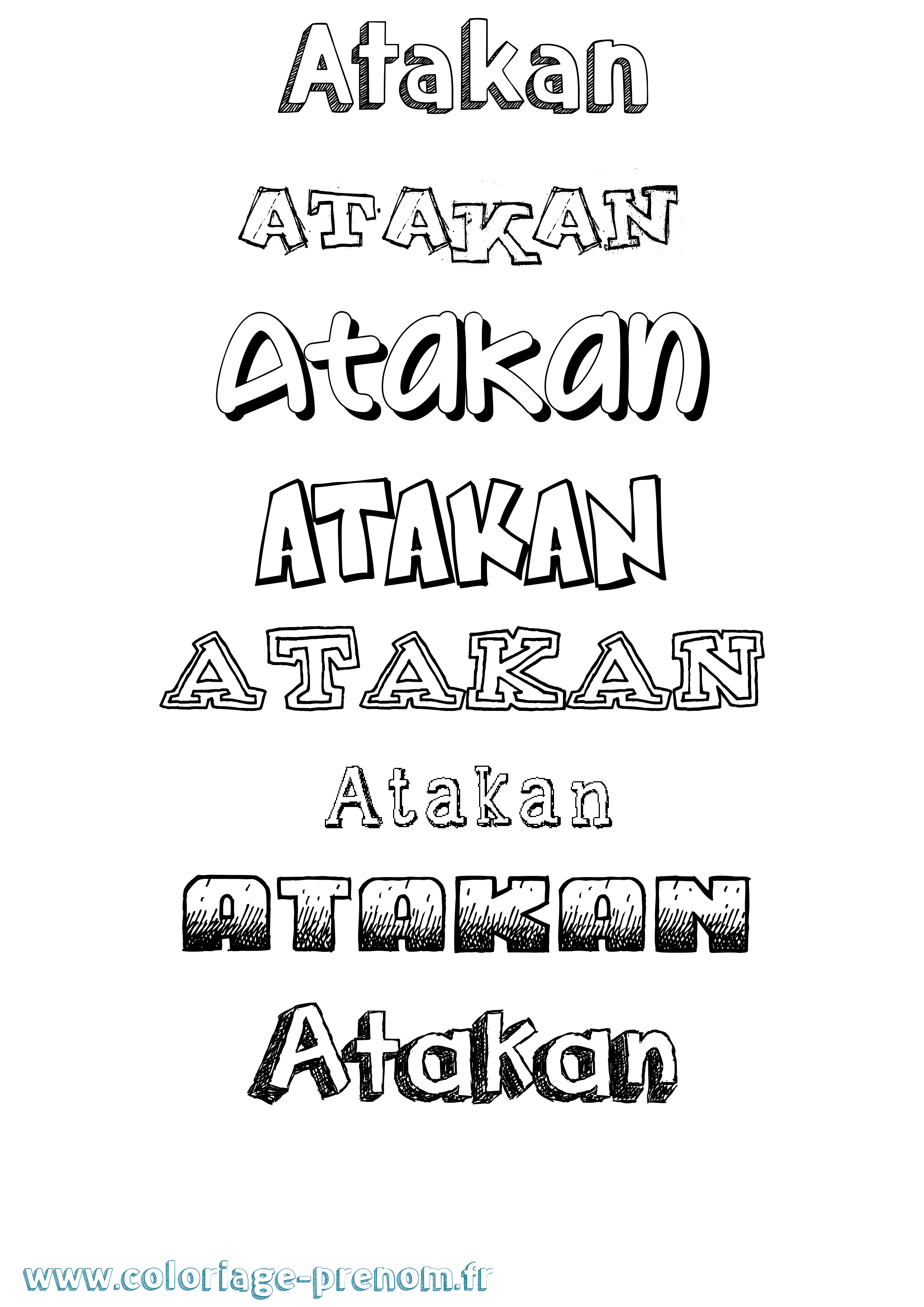Coloriage Atakan Dessiné Coloriage prénom Atakan Dessiné
