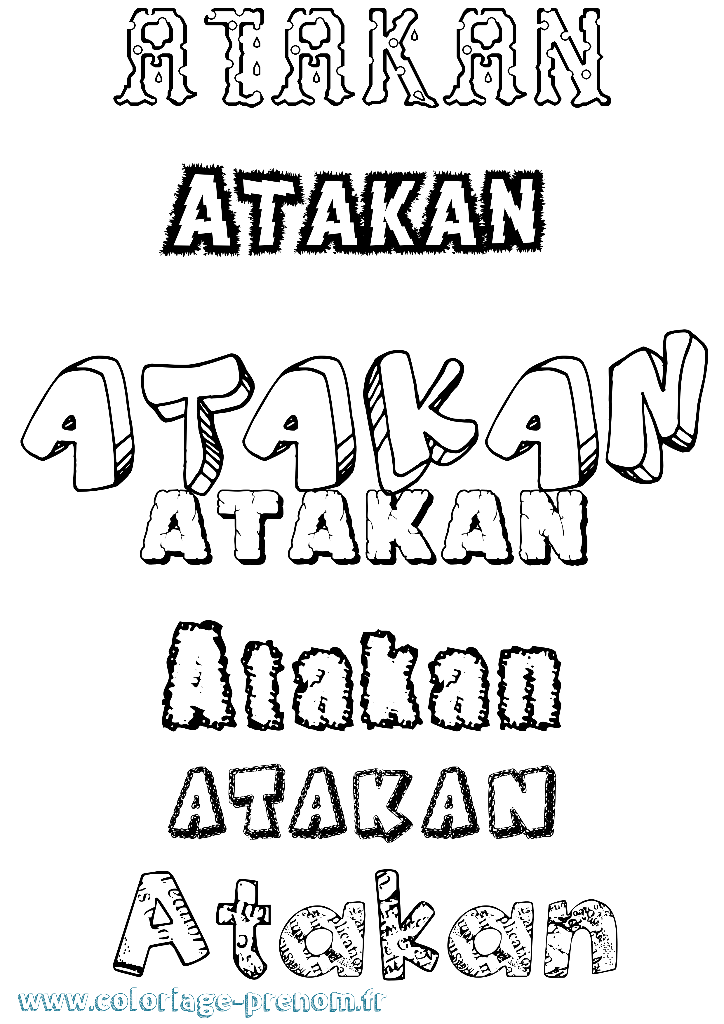Coloriage Atakan Destructuré Coloriage prénom Atakan Destructuré