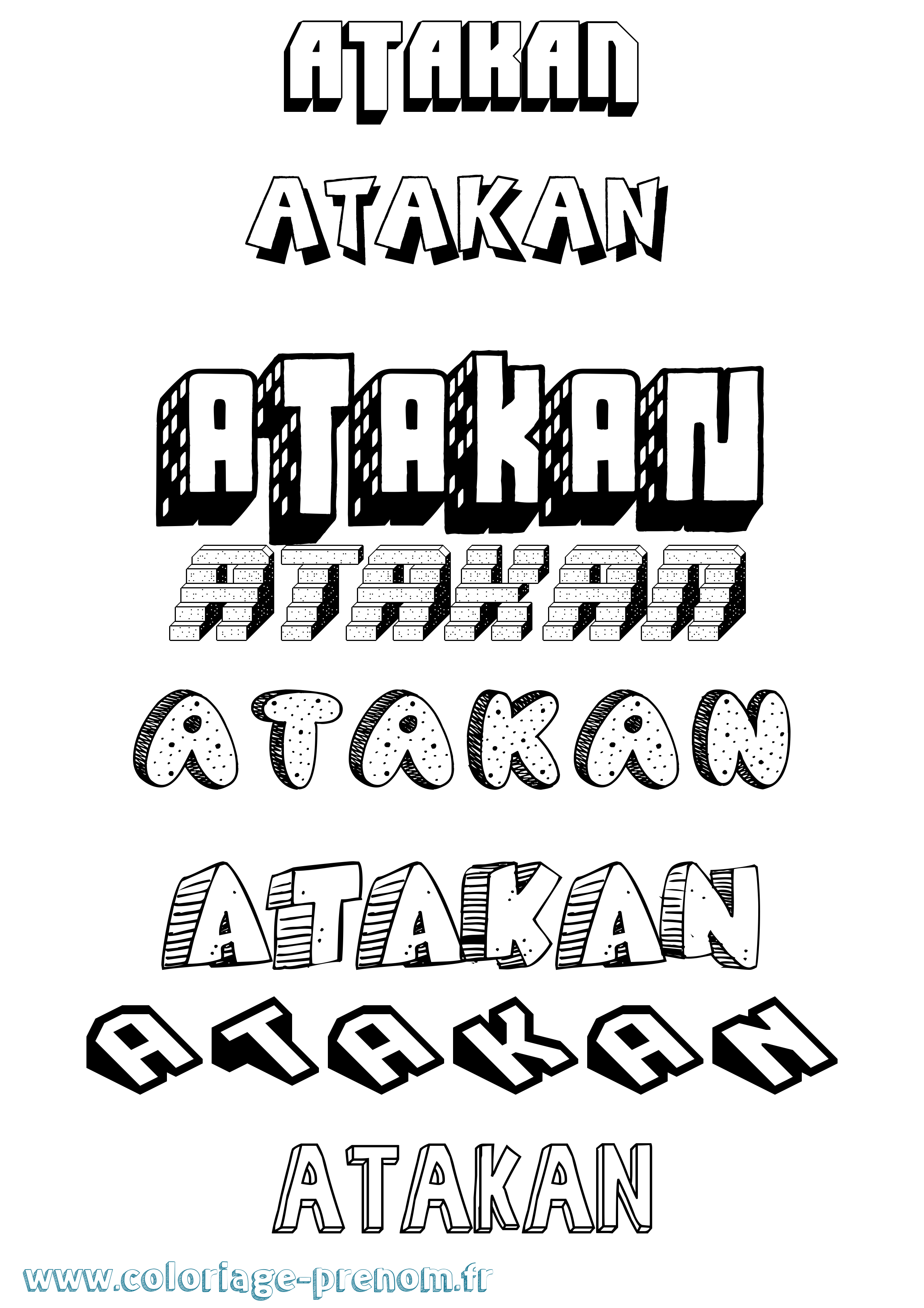 Coloriage Atakan Effet 3D Coloriage prénom Atakan Effet 3D