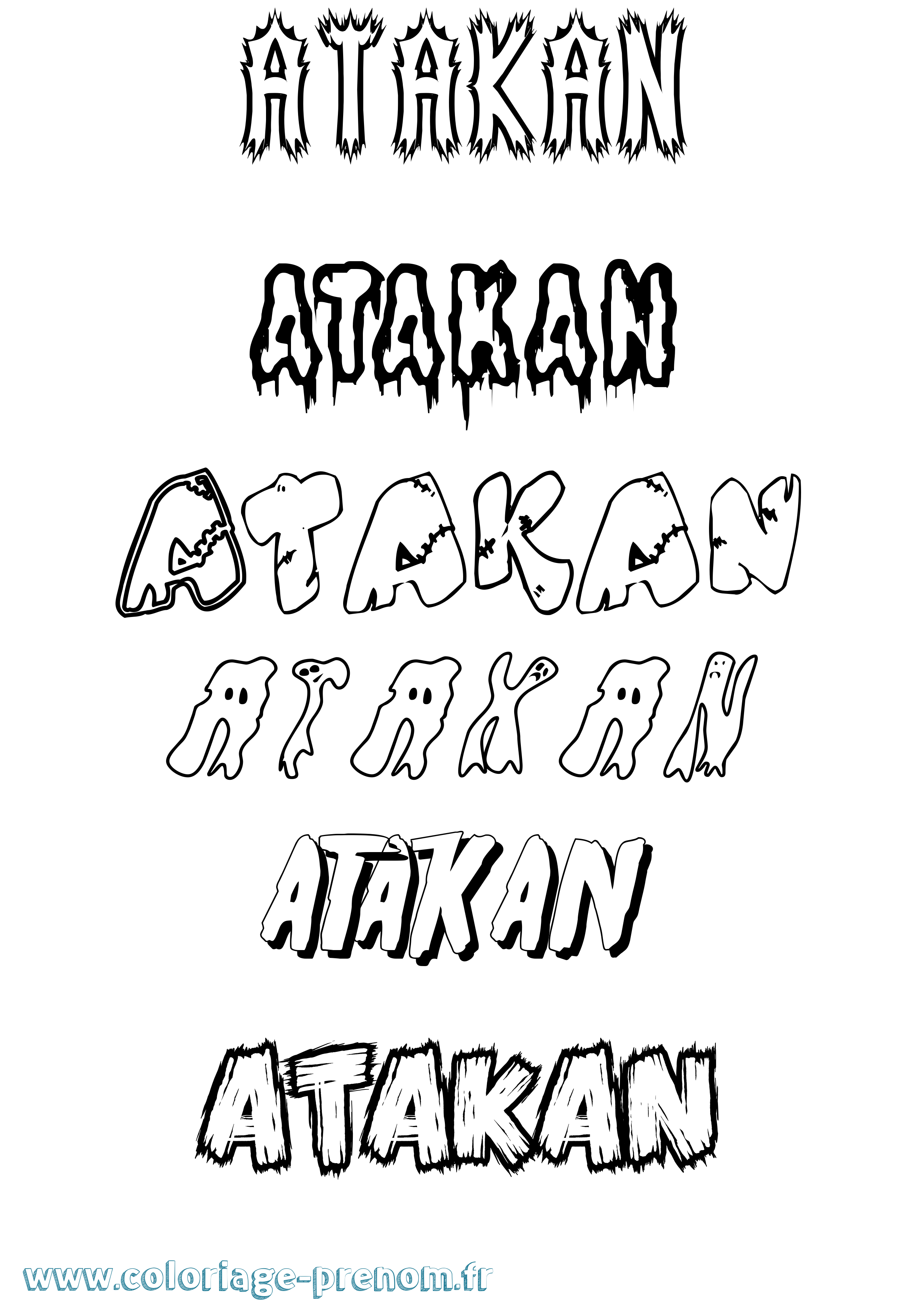 Coloriage Atakan Frisson Coloriage prénom Atakan Frisson
