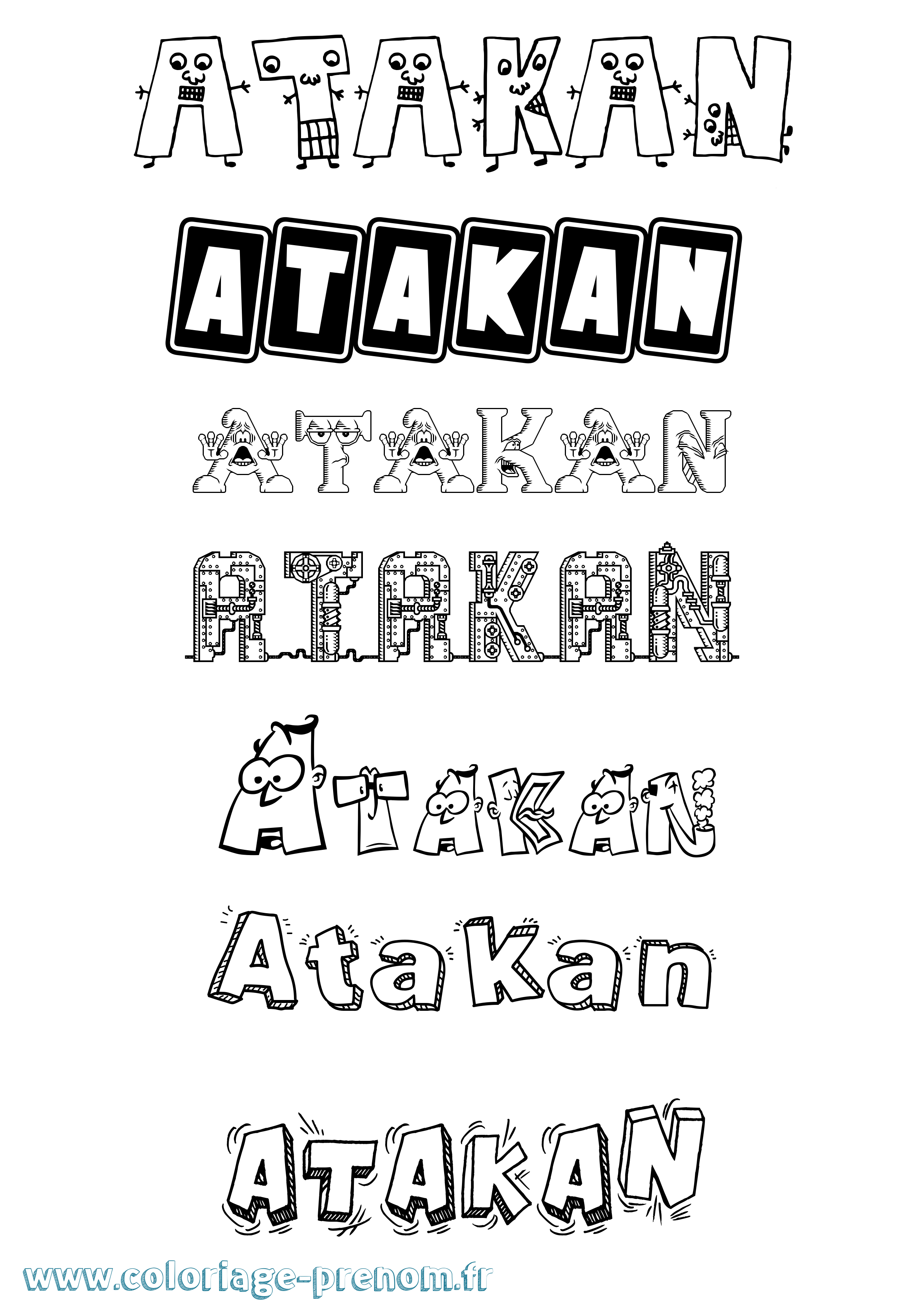 Coloriage Atakan Fun Coloriage prénom Atakan Fun