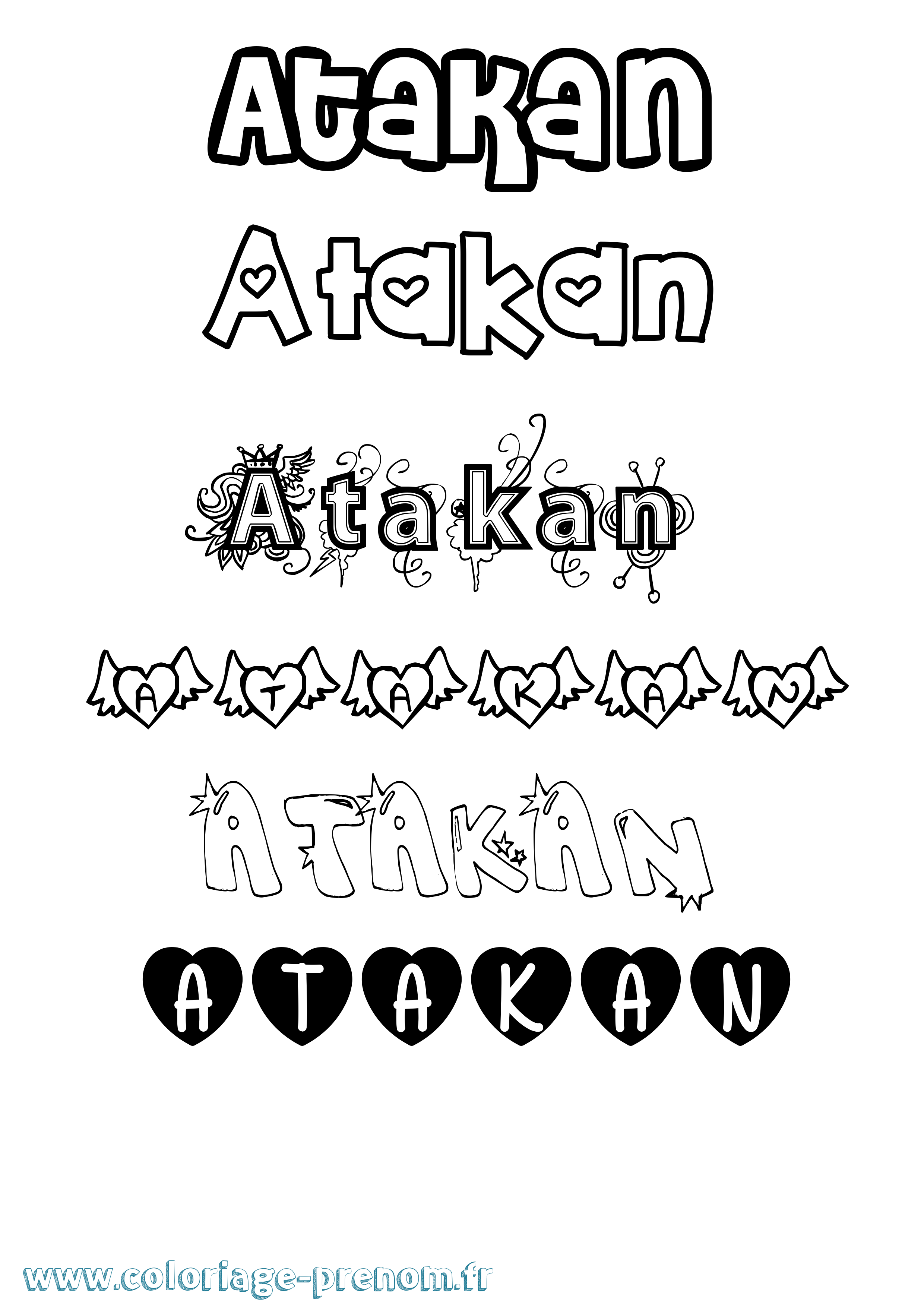 Coloriage Atakan Girly Coloriage prénom Atakan Girly