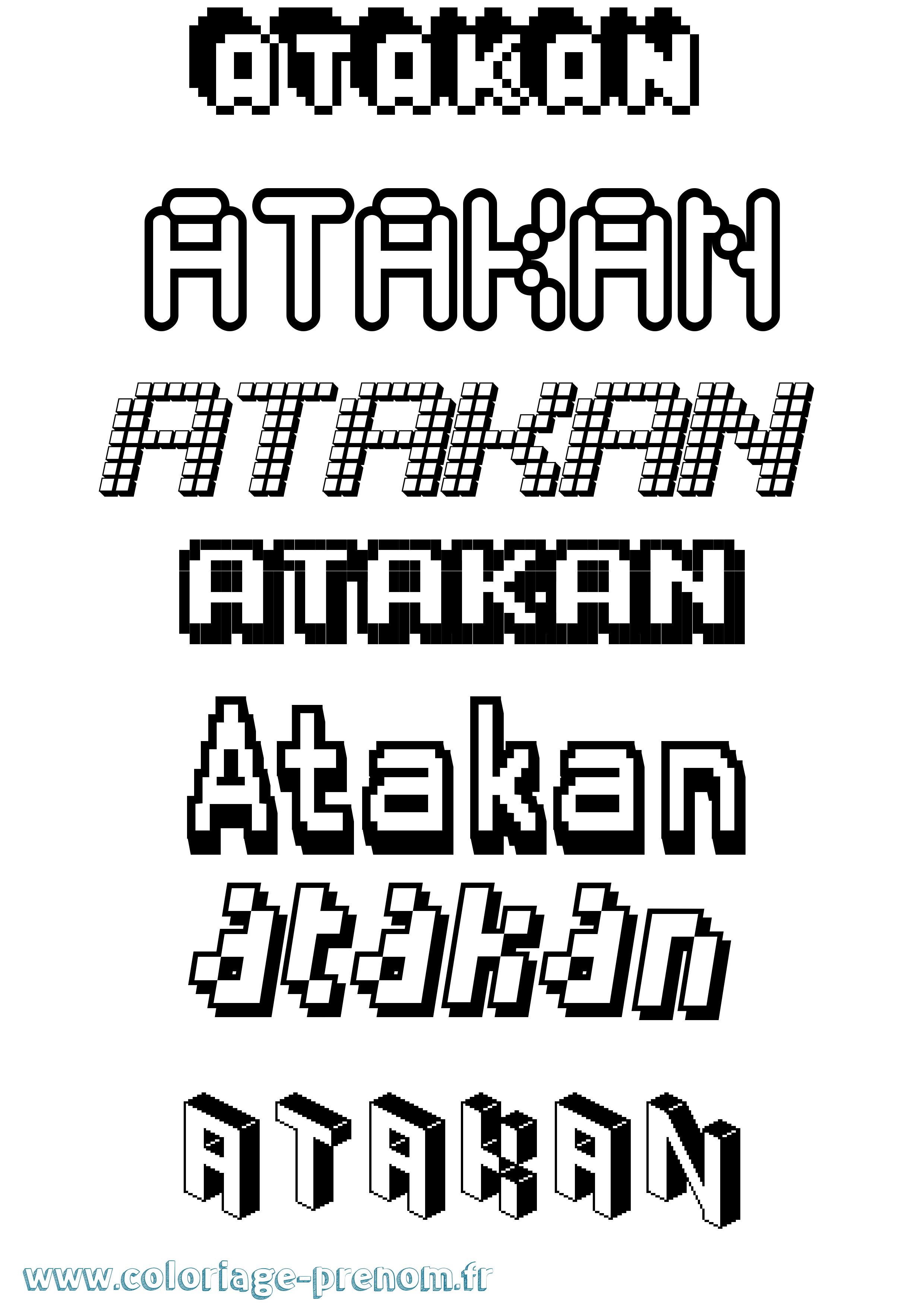 Coloriage Atakan Pixel Coloriage prénom Atakan Pixel