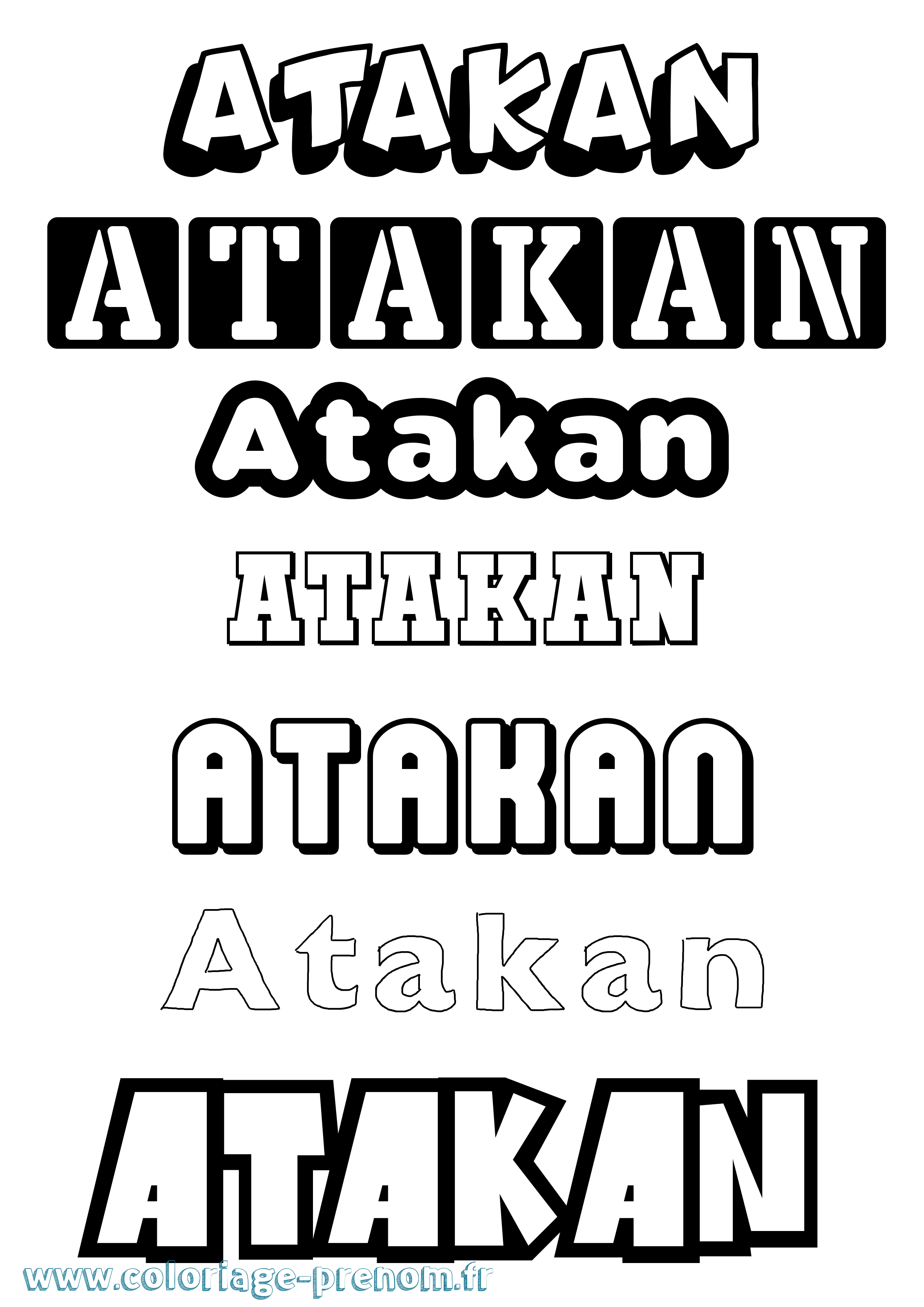 Coloriage Atakan Simple Coloriage prénom Atakan Simple