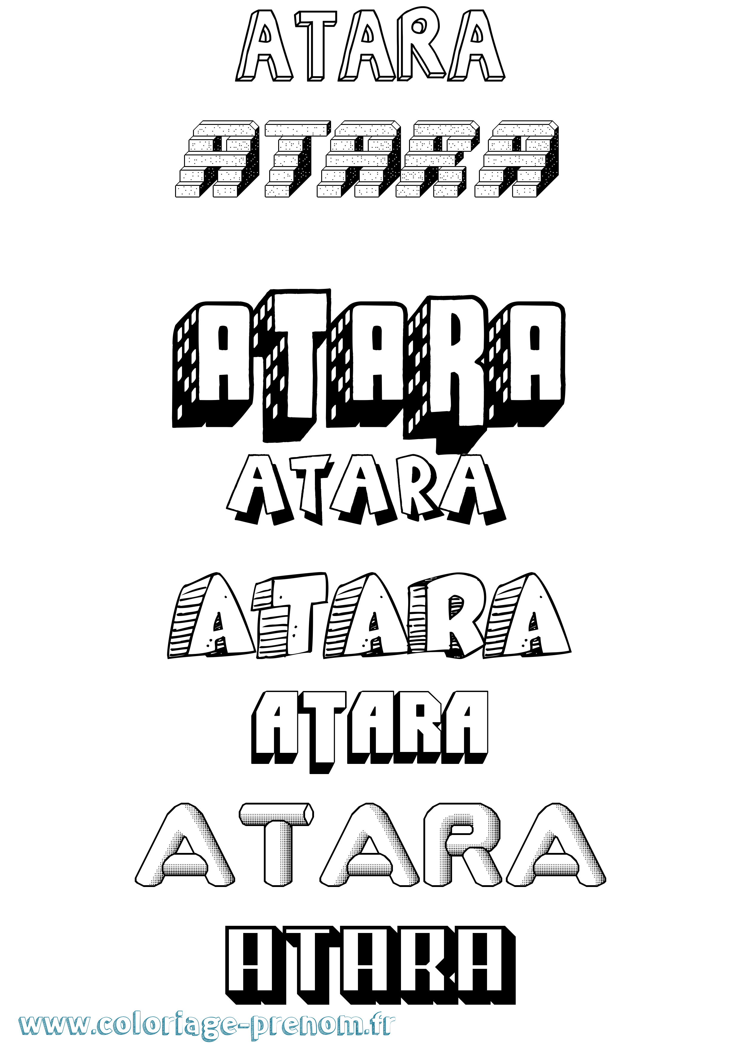 Coloriage Atara Effet 3D Coloriage prénom Atara Effet 3D
