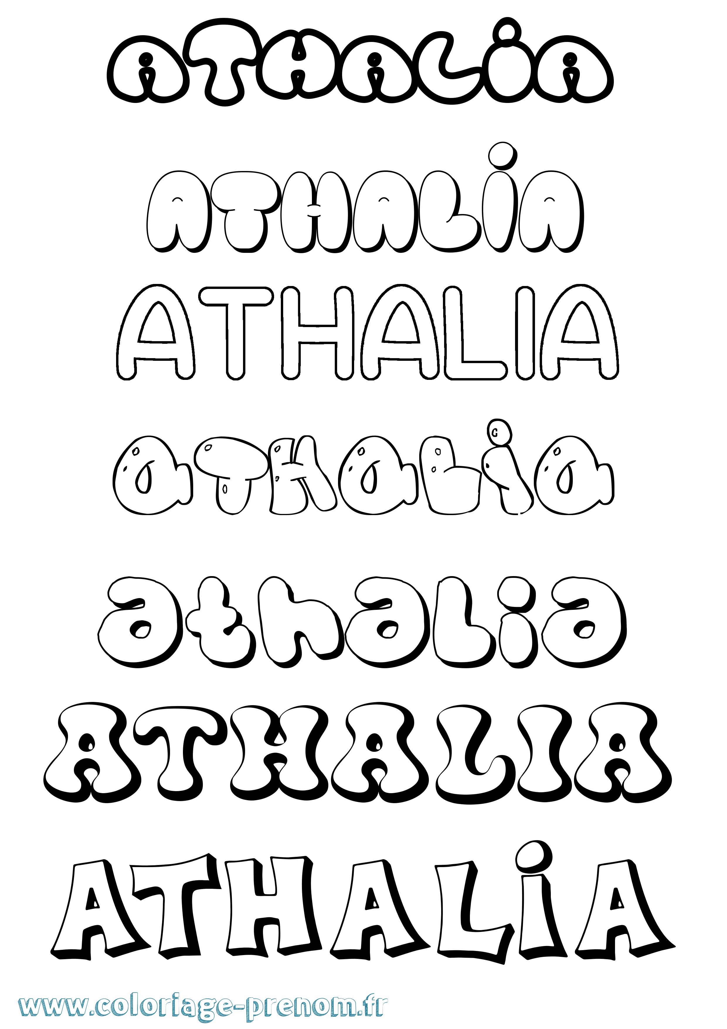 Coloriage Athalia Bubble Coloriage prénom Athalia Bubble