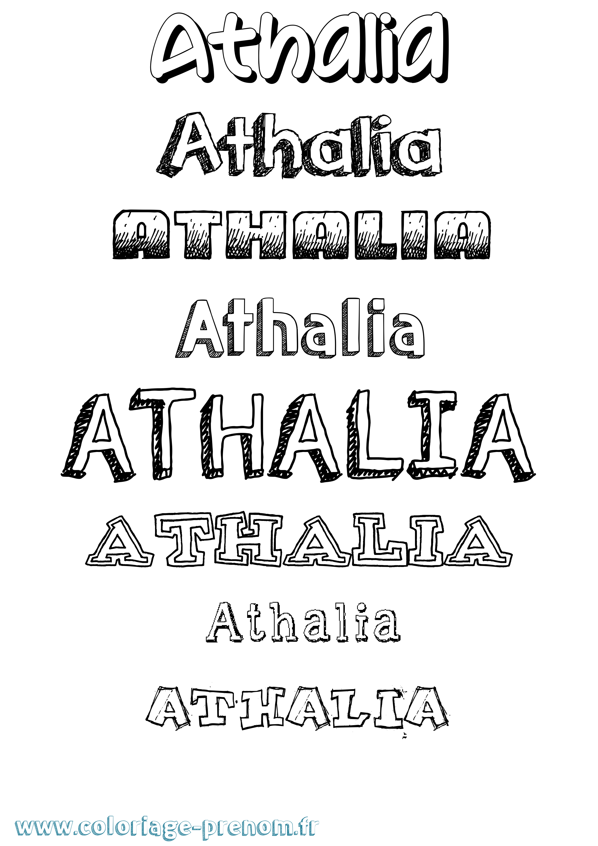 Coloriage Athalia Dessiné Coloriage prénom Athalia Dessiné