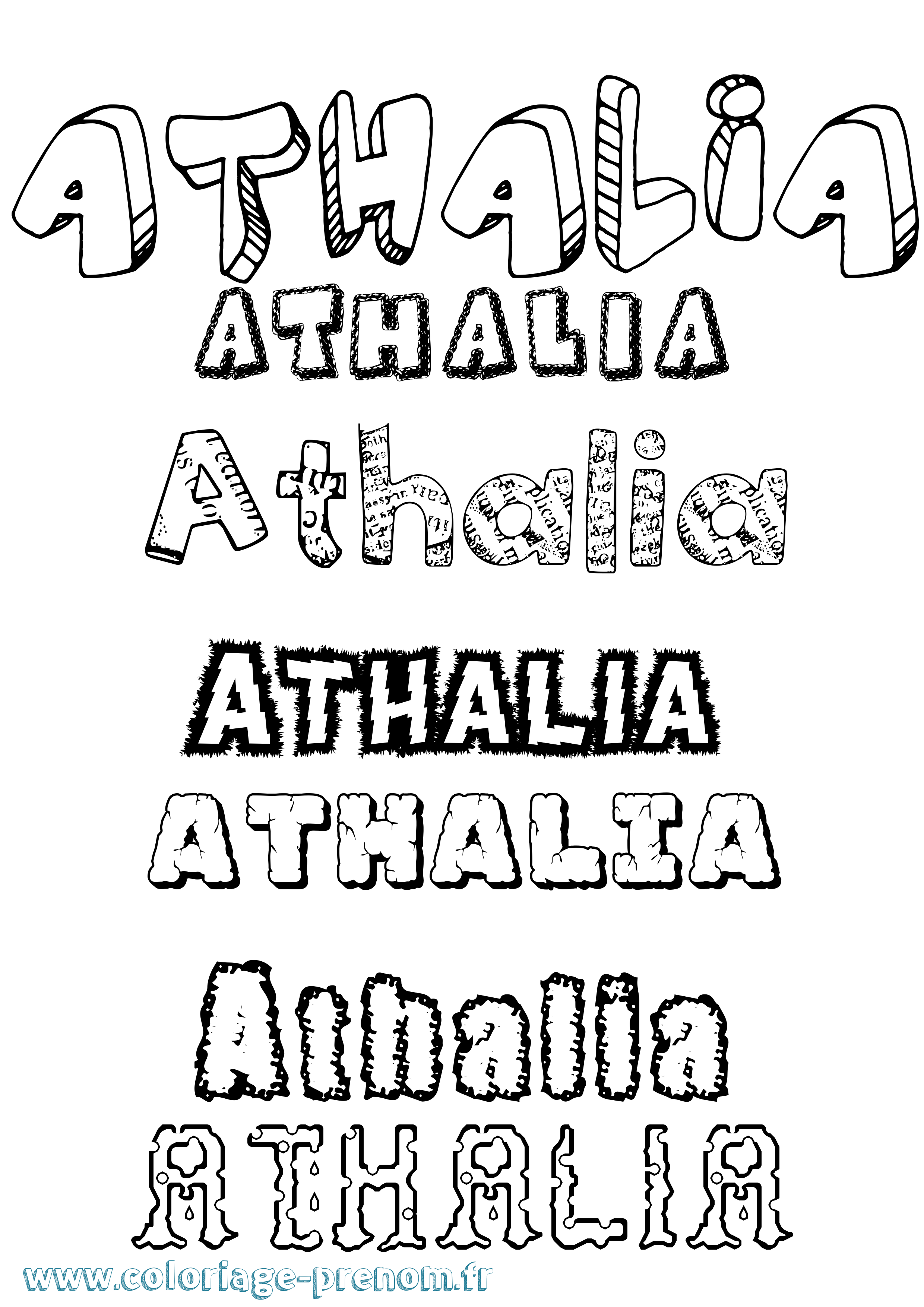 Coloriage Athalia Destructuré Coloriage prénom Athalia Destructuré