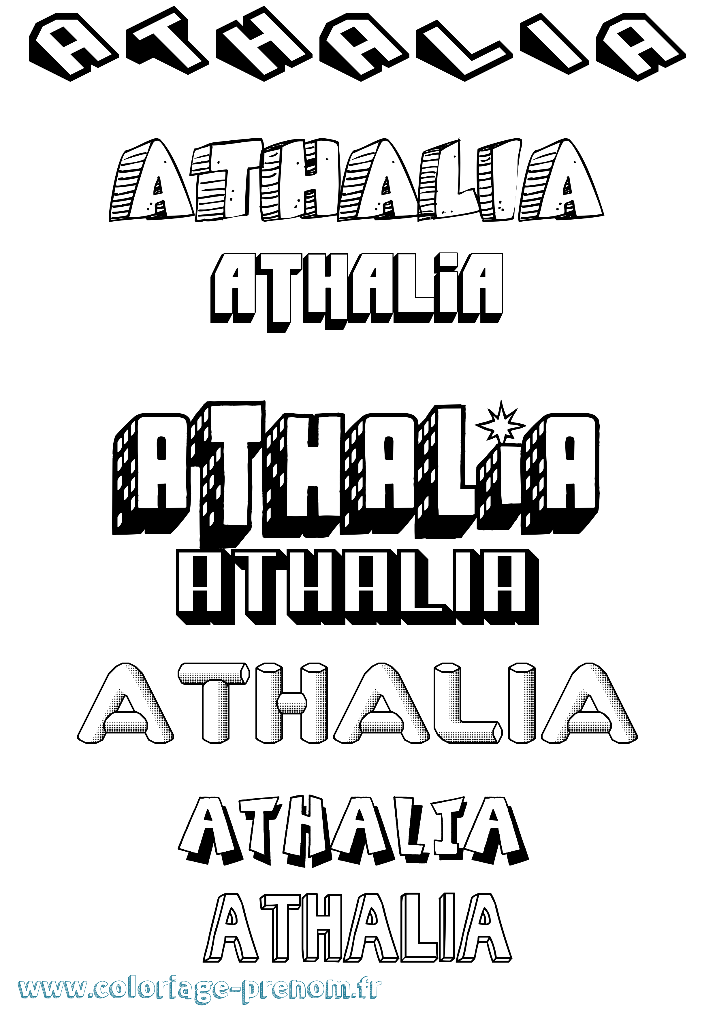 Coloriage Athalia Effet 3D Coloriage prénom Athalia Effet 3D