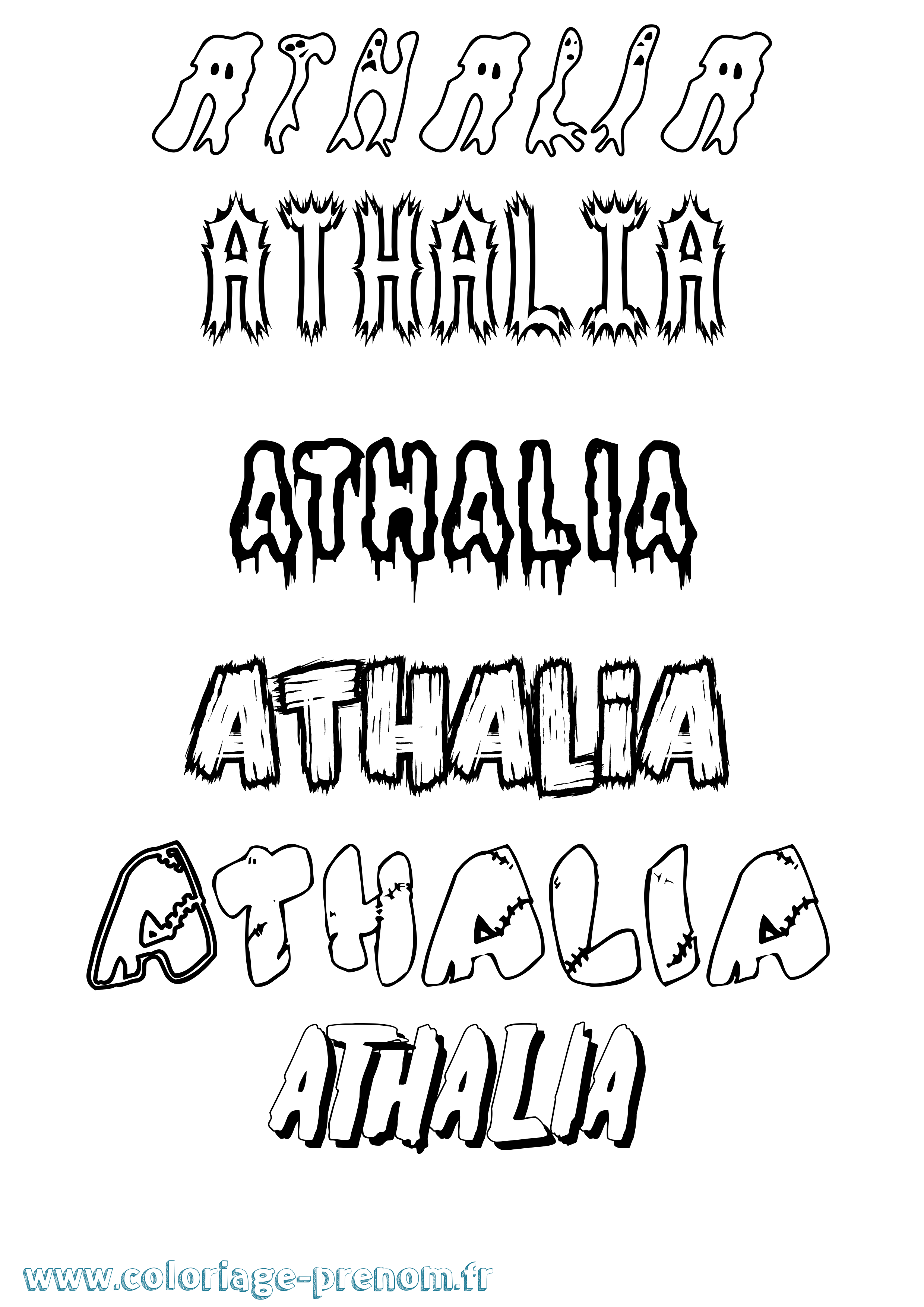 Coloriage Athalia Frisson Coloriage prénom Athalia Frisson