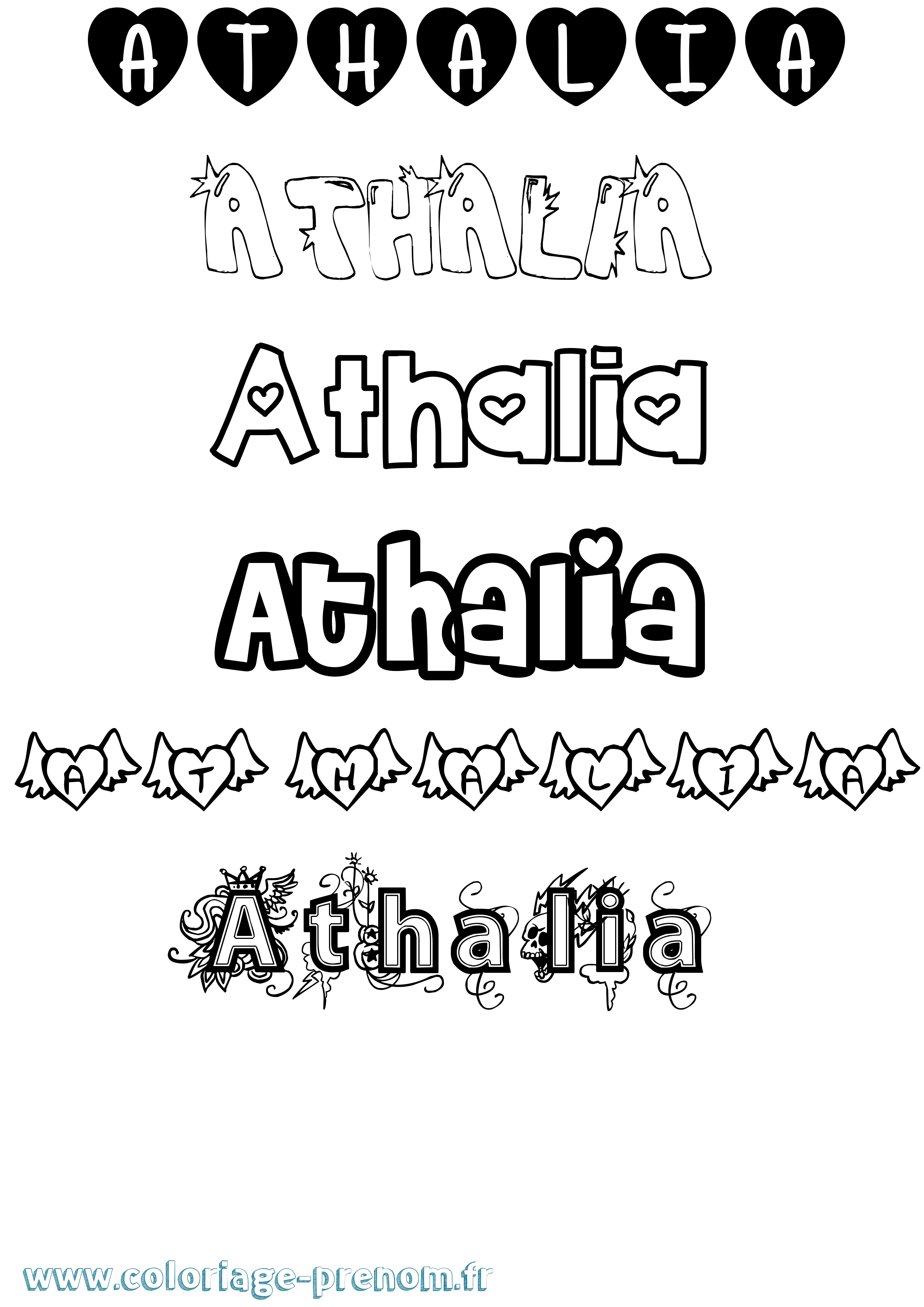 Coloriage Athalia Girly Coloriage prénom Athalia Girly