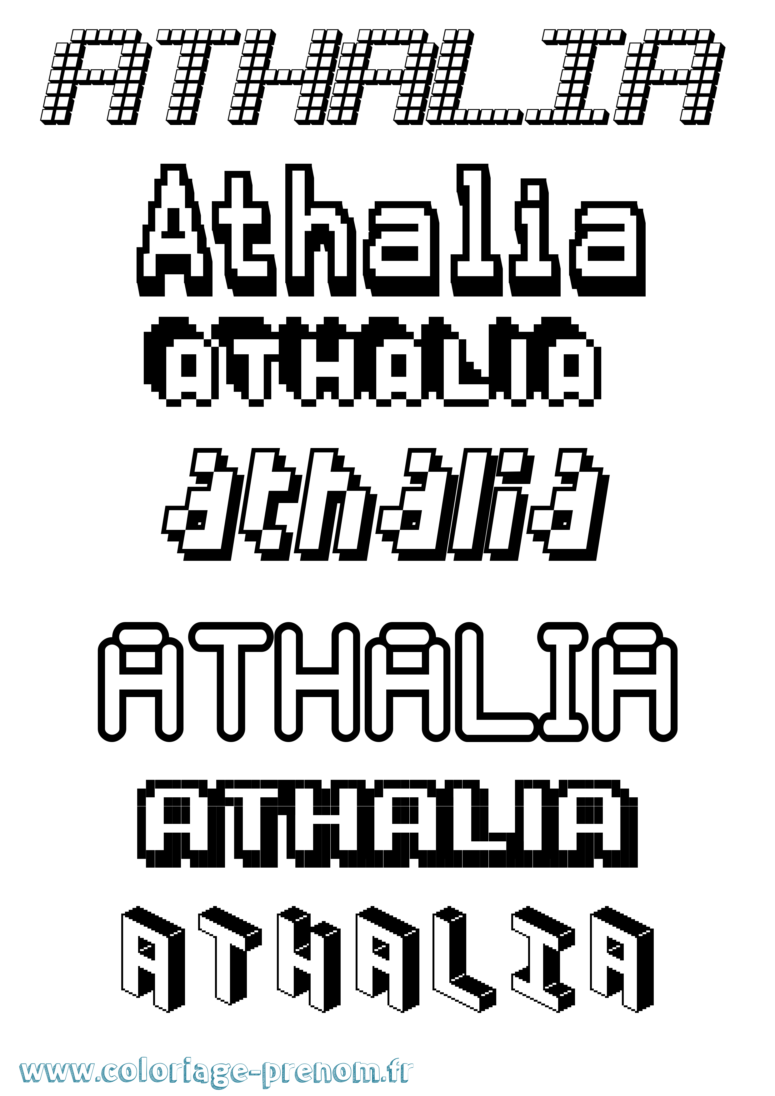 Coloriage Athalia Pixel Coloriage prénom Athalia Pixel