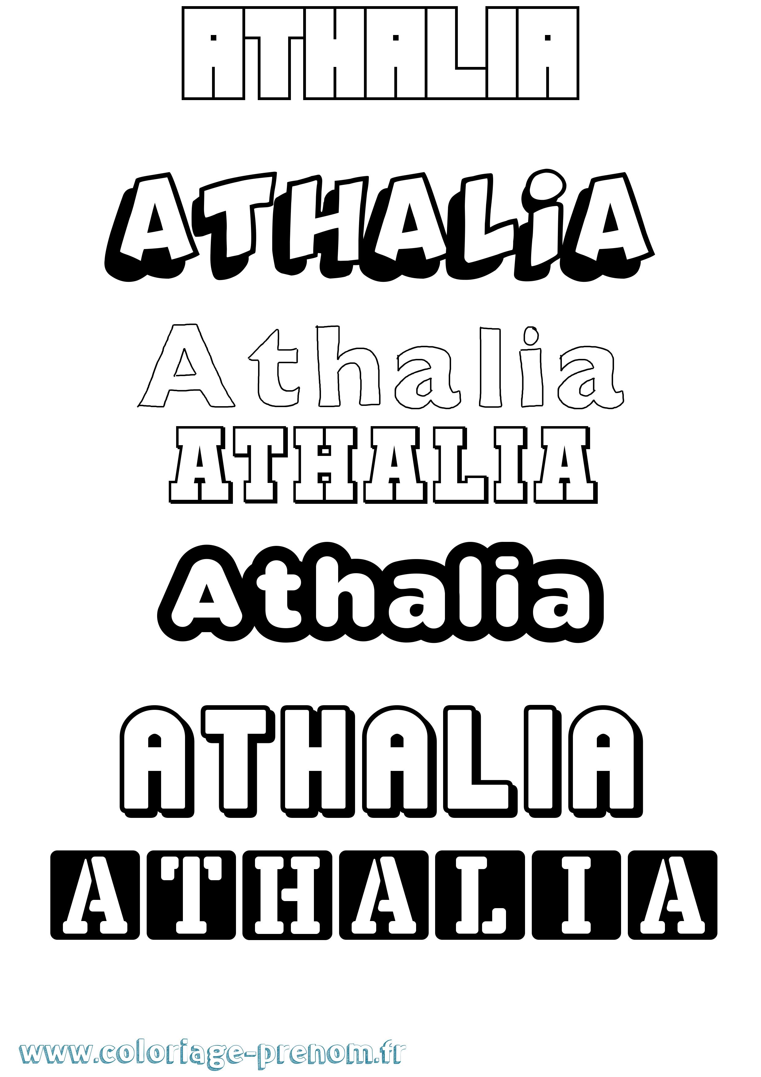 Coloriage Athalia Simple Coloriage prénom Athalia Simple