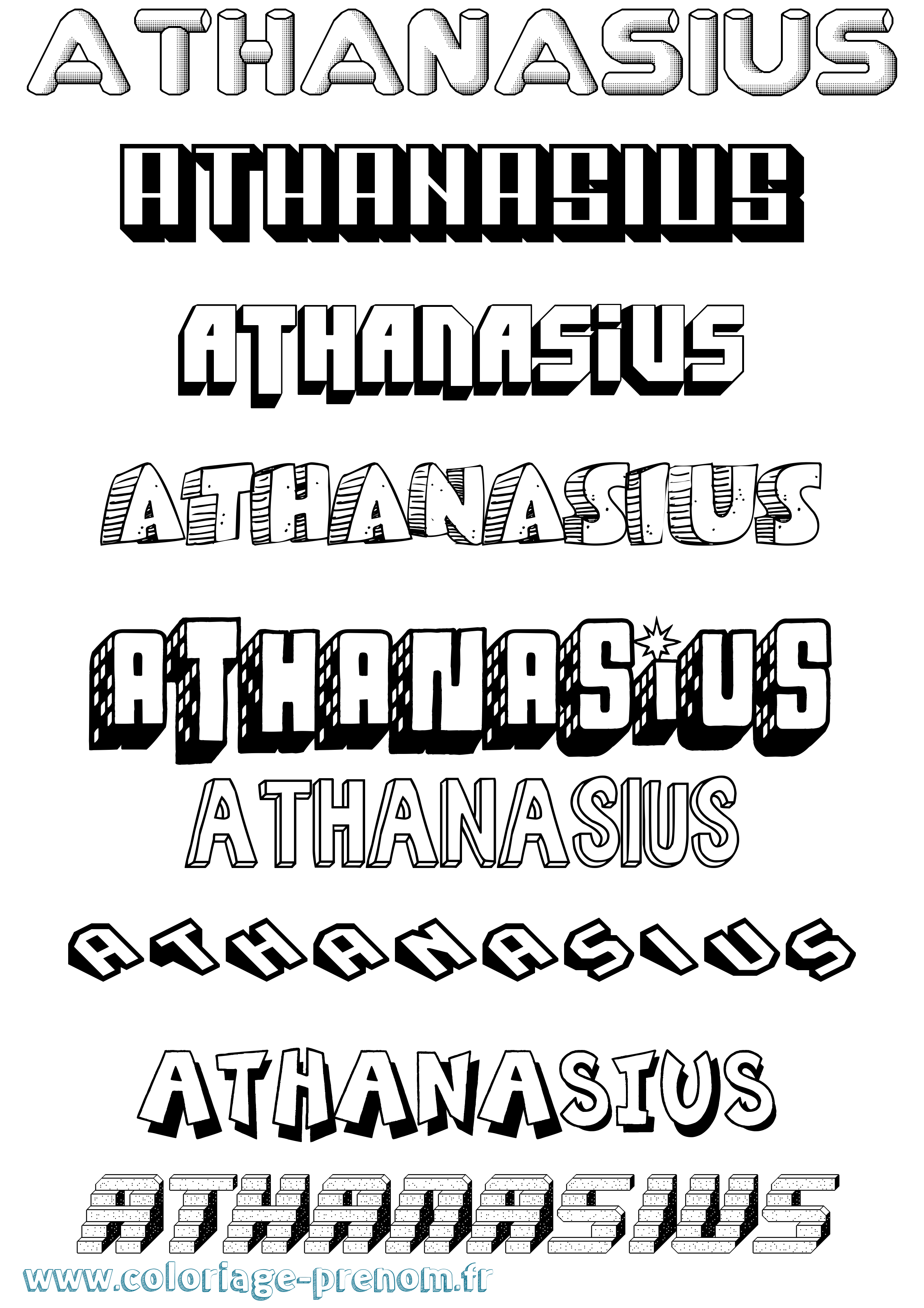 Coloriage Athanasius Effet 3D Coloriage prénom Athanasius Effet 3D