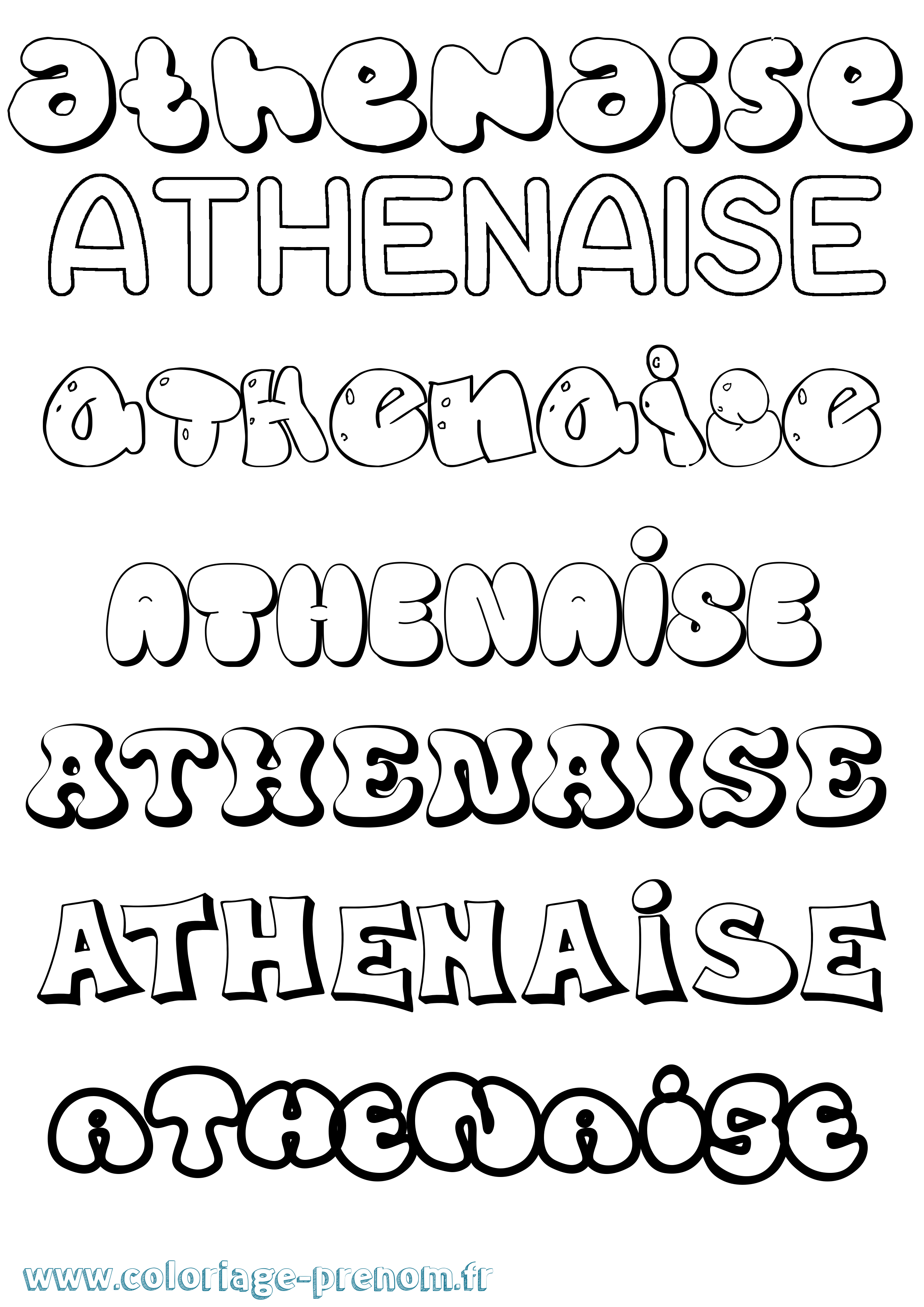Coloriage Athenaise Bubble Coloriage prénom Athenaise Bubble