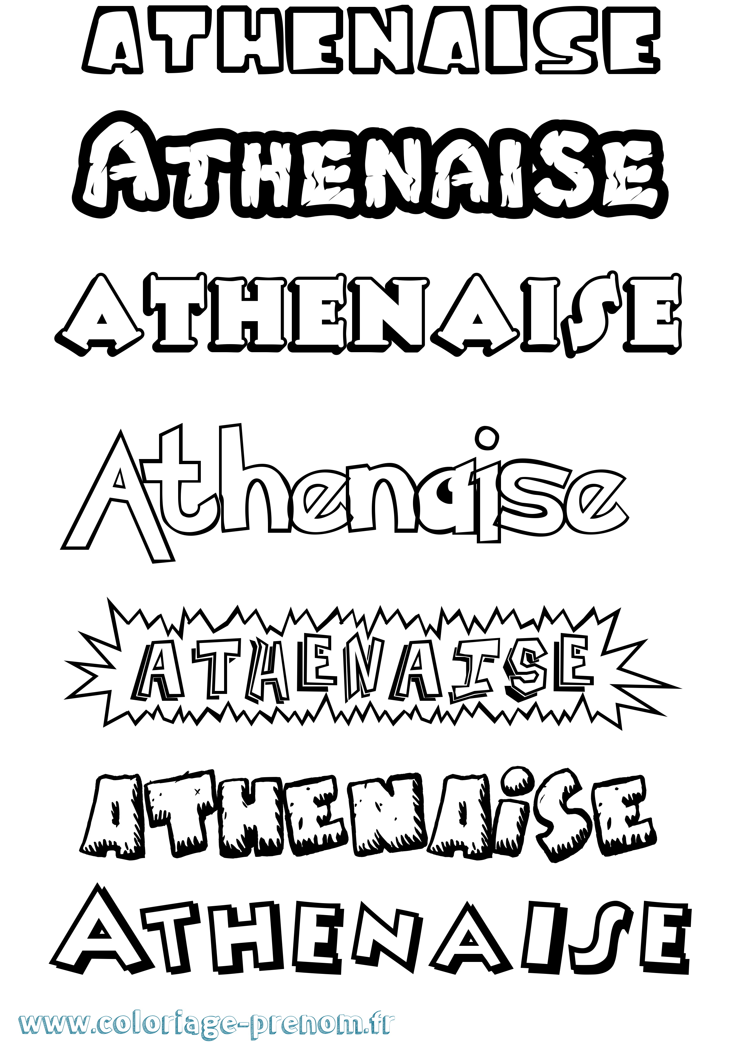 Coloriage Athenaise Dessin Animé Coloriage prénom Athenaise Dessin Animé