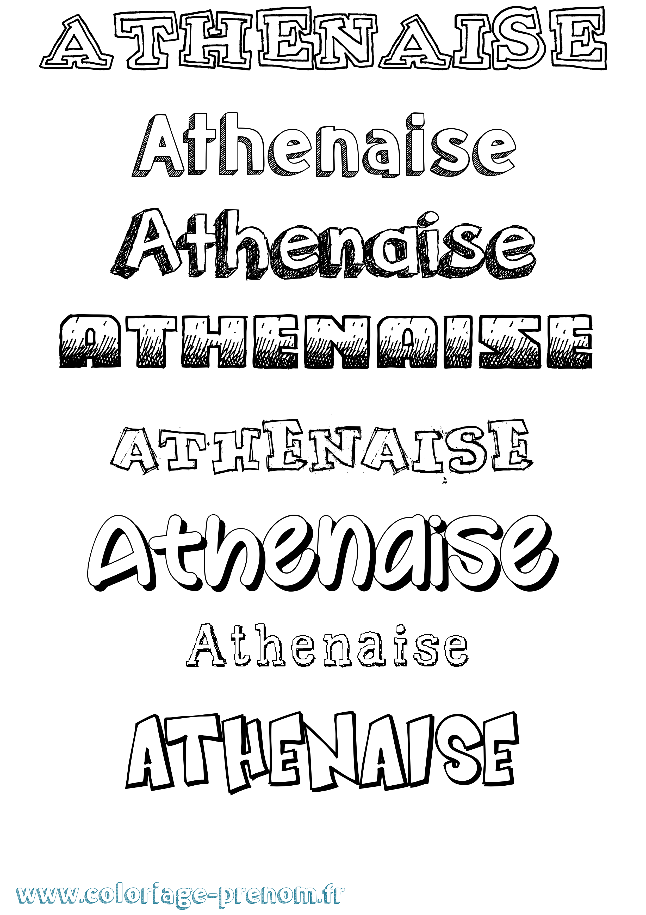 Coloriage Athenaise Dessiné Coloriage prénom Athenaise Dessiné