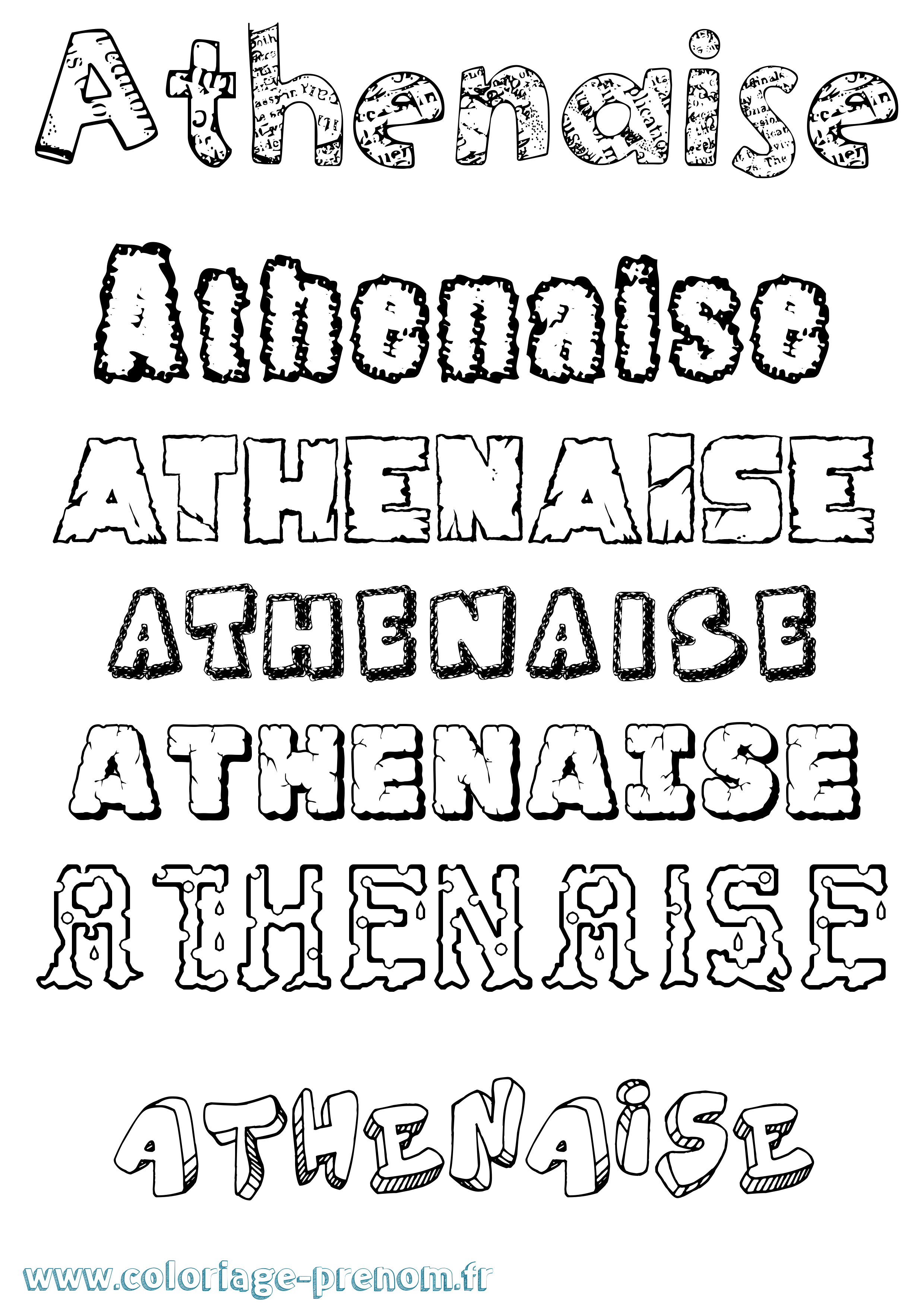 Coloriage Athenaise Destructuré Coloriage prénom Athenaise Destructuré