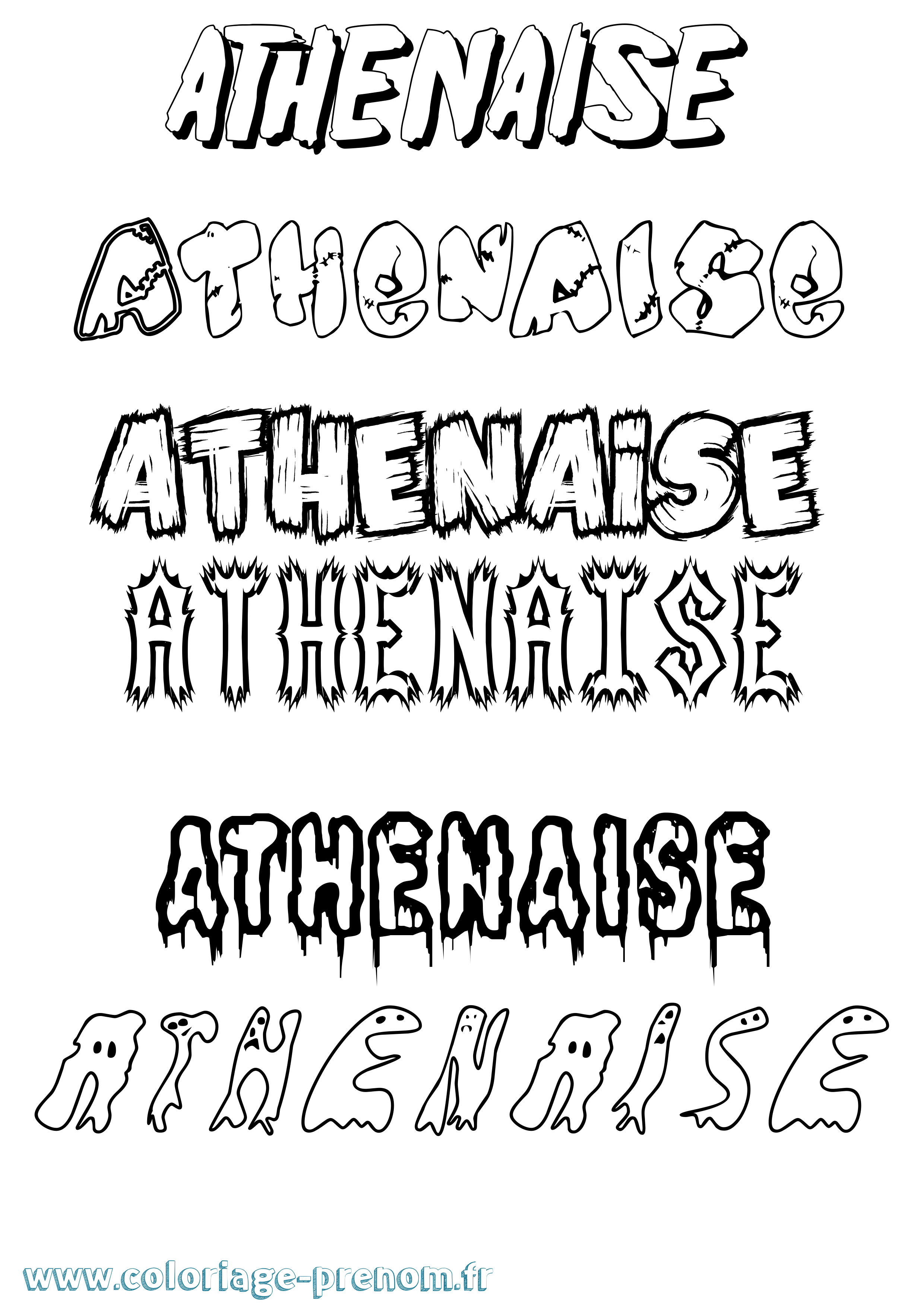 Coloriage Athenaise Frisson Coloriage prénom Athenaise Frisson