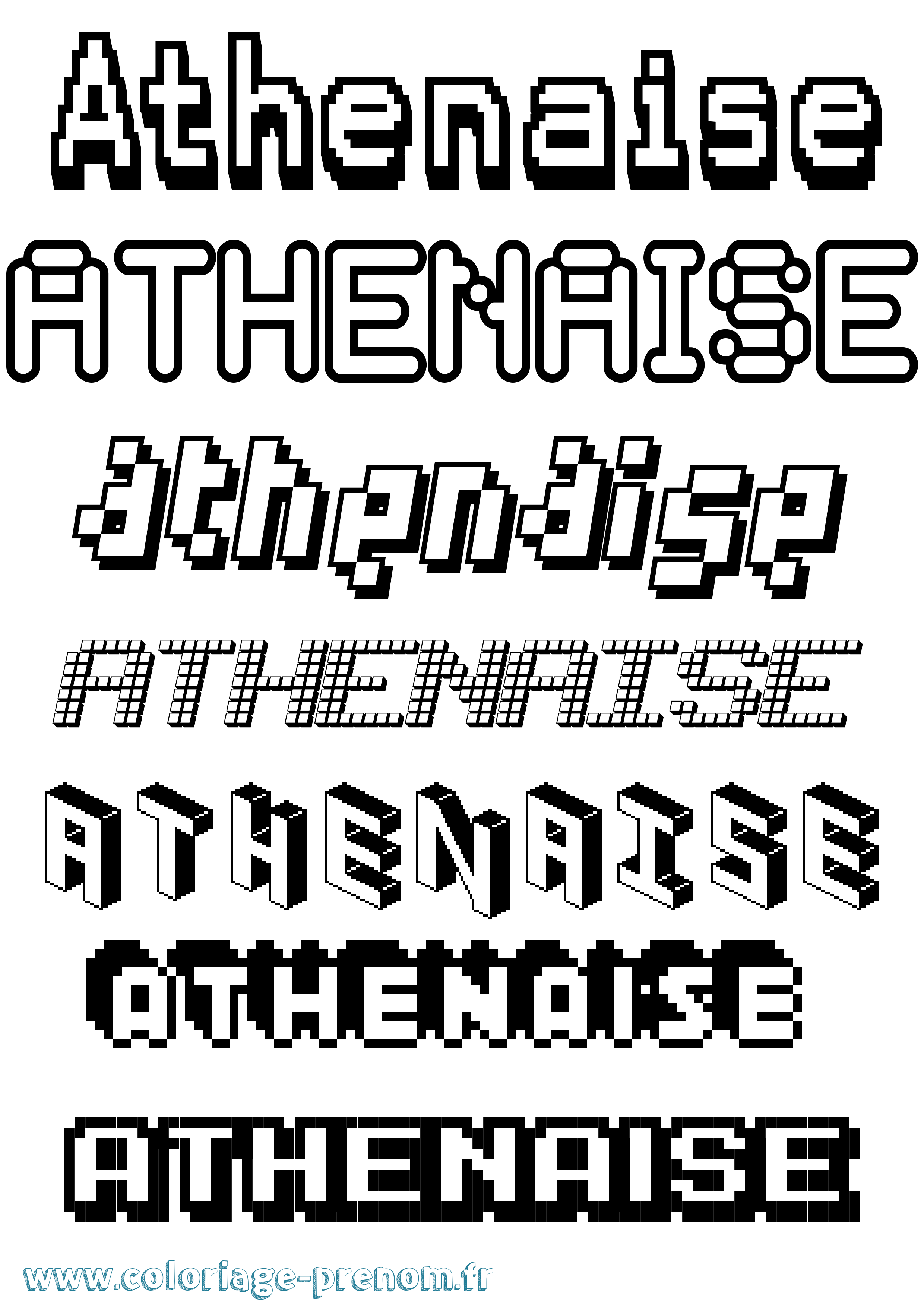 Coloriage Athenaise Pixel Coloriage prénom Athenaise Pixel