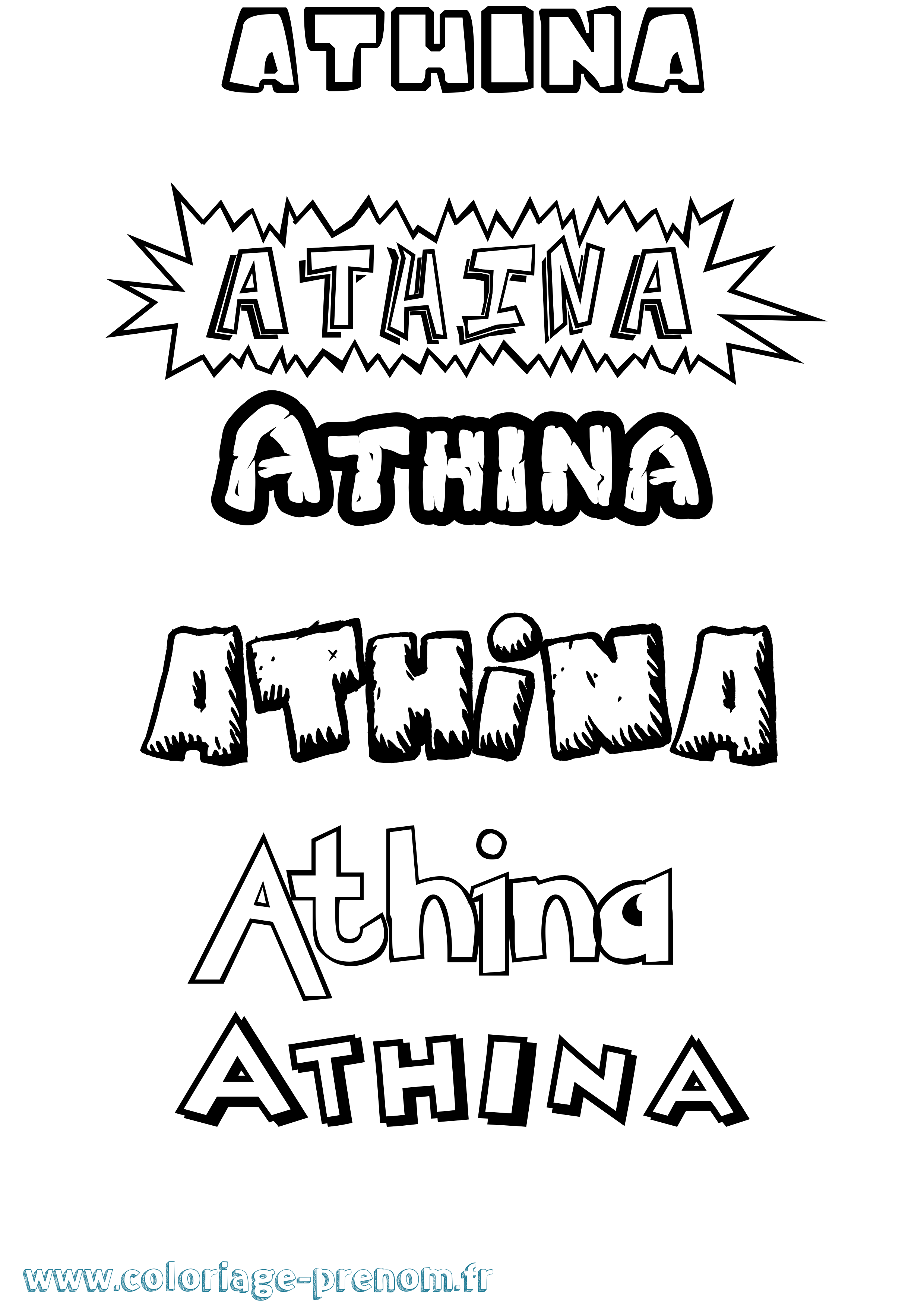 Coloriage Athina Dessin Animé Coloriage prénom Athina Dessin Animé