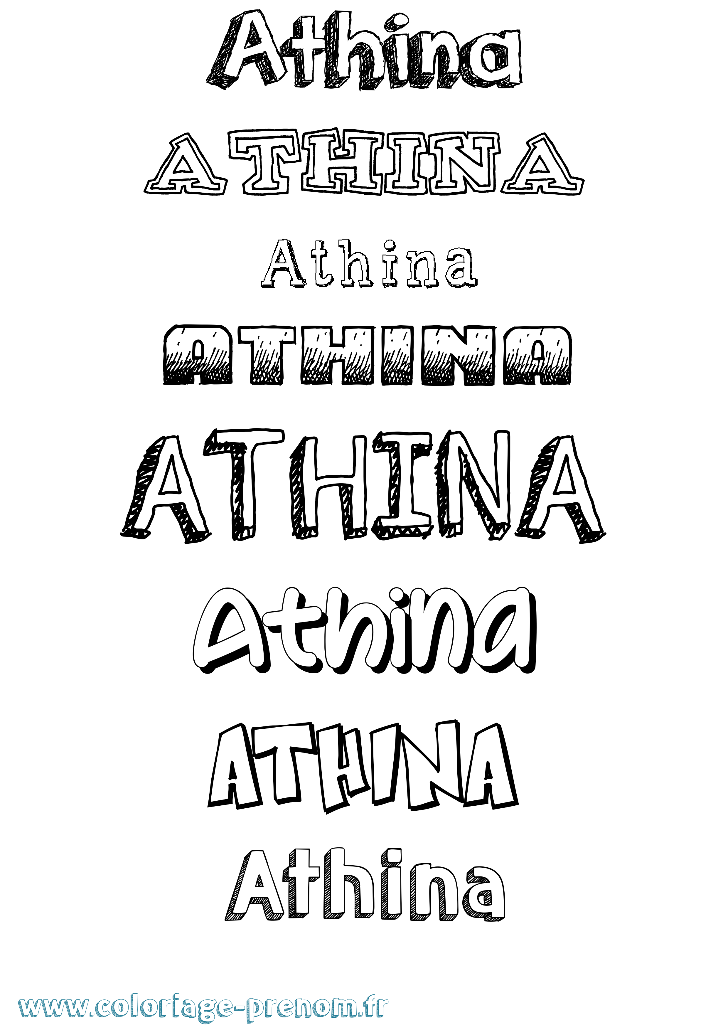 Coloriage Athina Dessiné Coloriage prénom Athina Dessiné