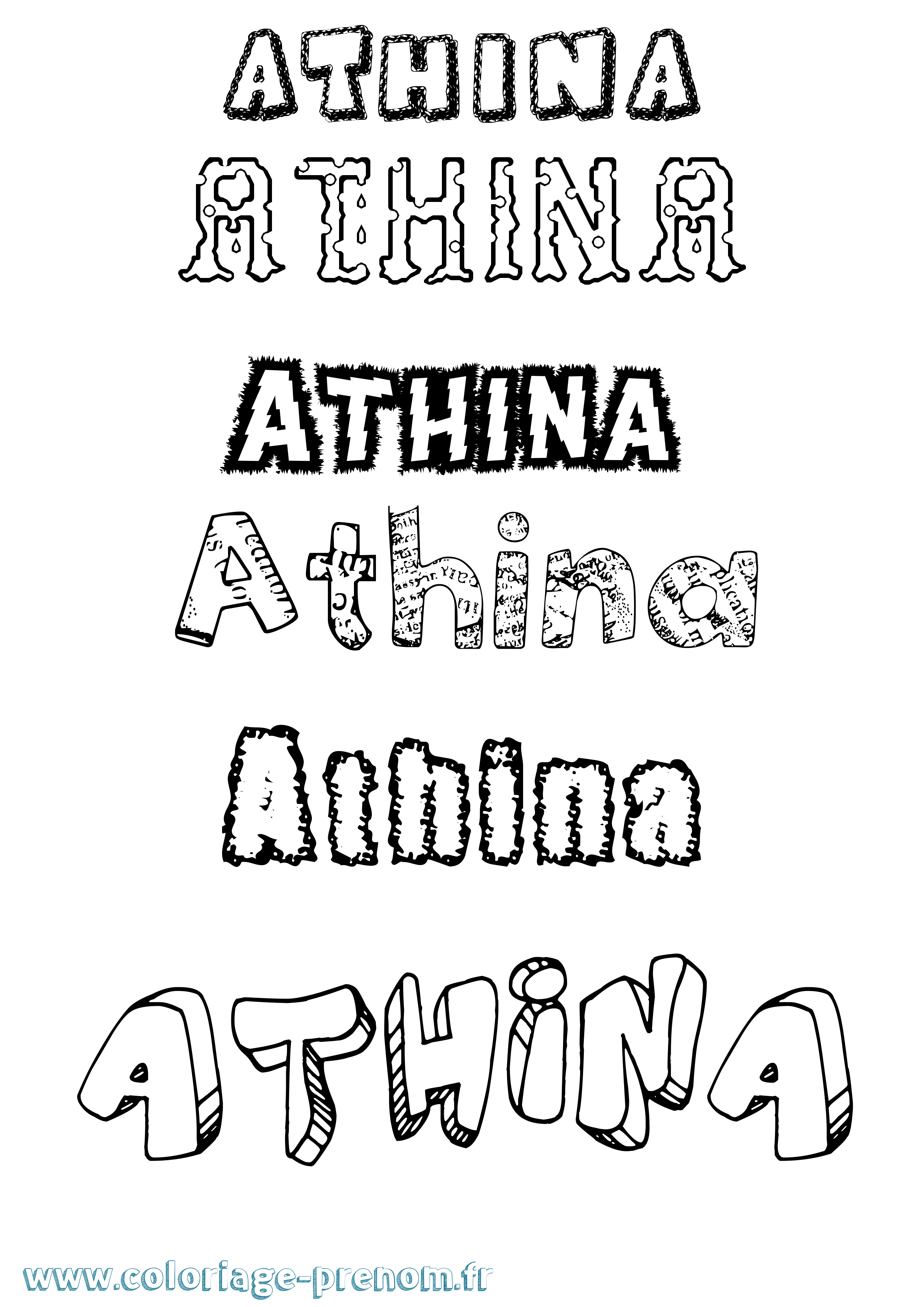 Coloriage Athina Destructuré Coloriage prénom Athina Destructuré