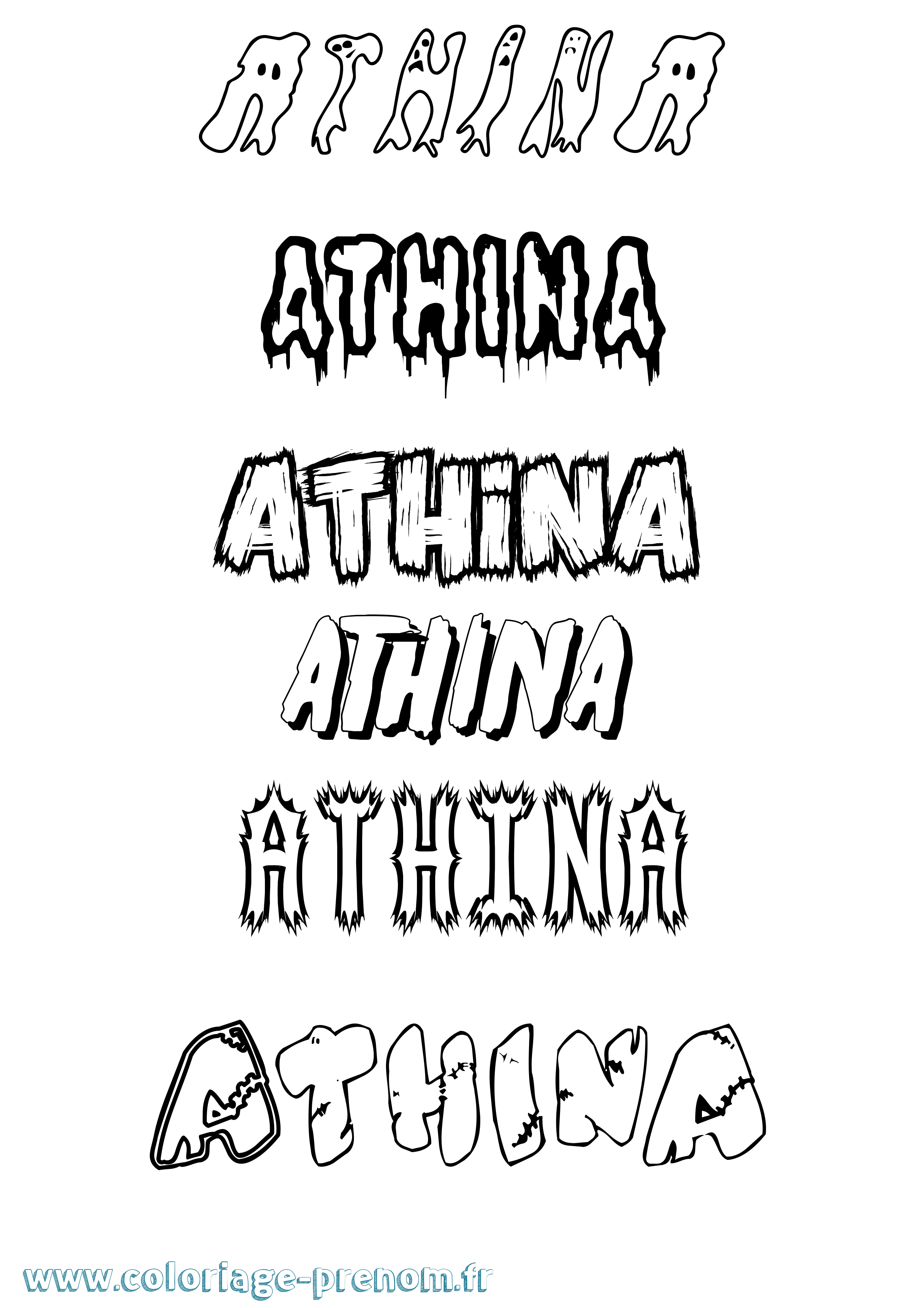 Coloriage Athina Frisson Coloriage prénom Athina Frisson