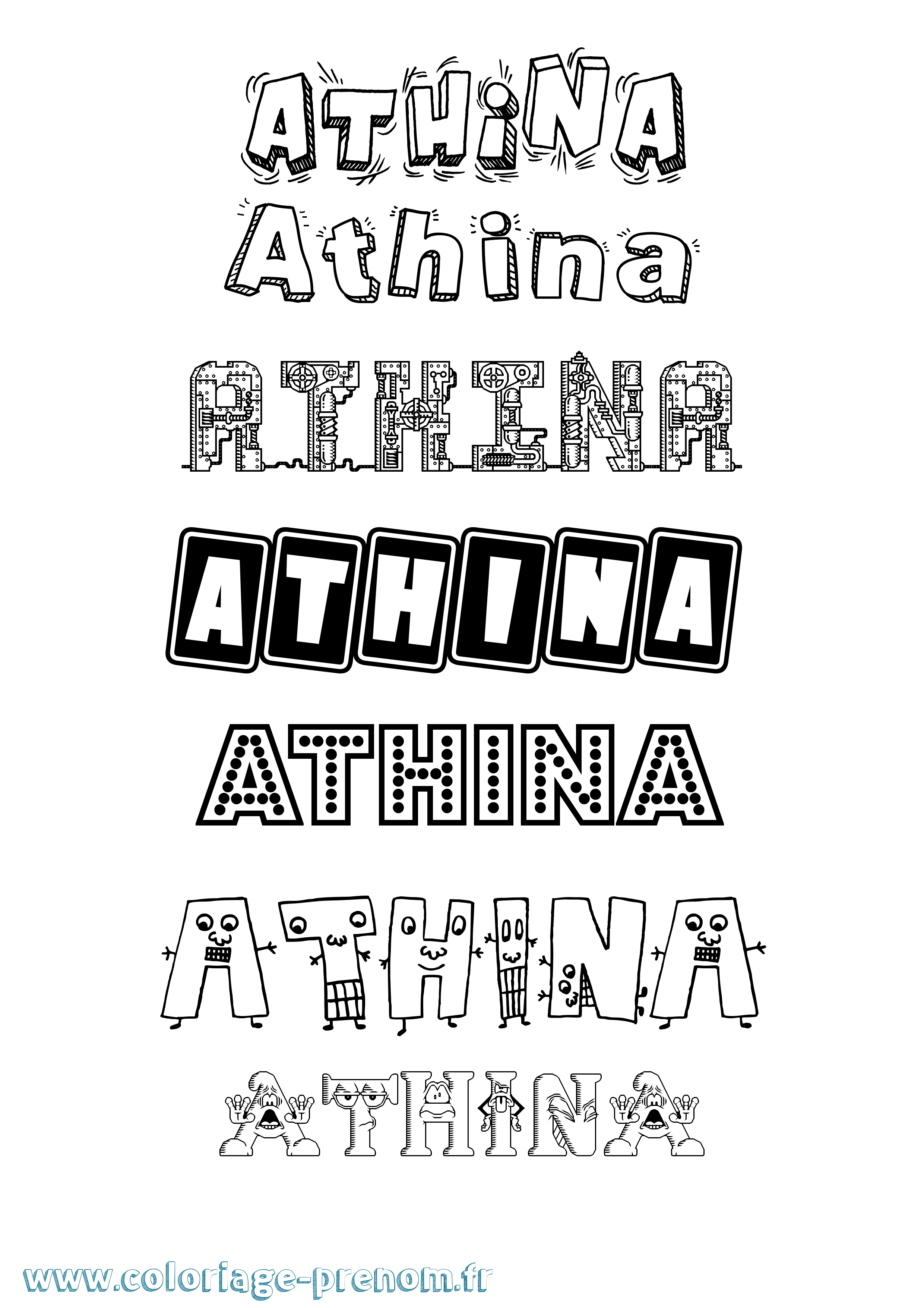 Coloriage Athina Fun Coloriage prénom Athina Fun