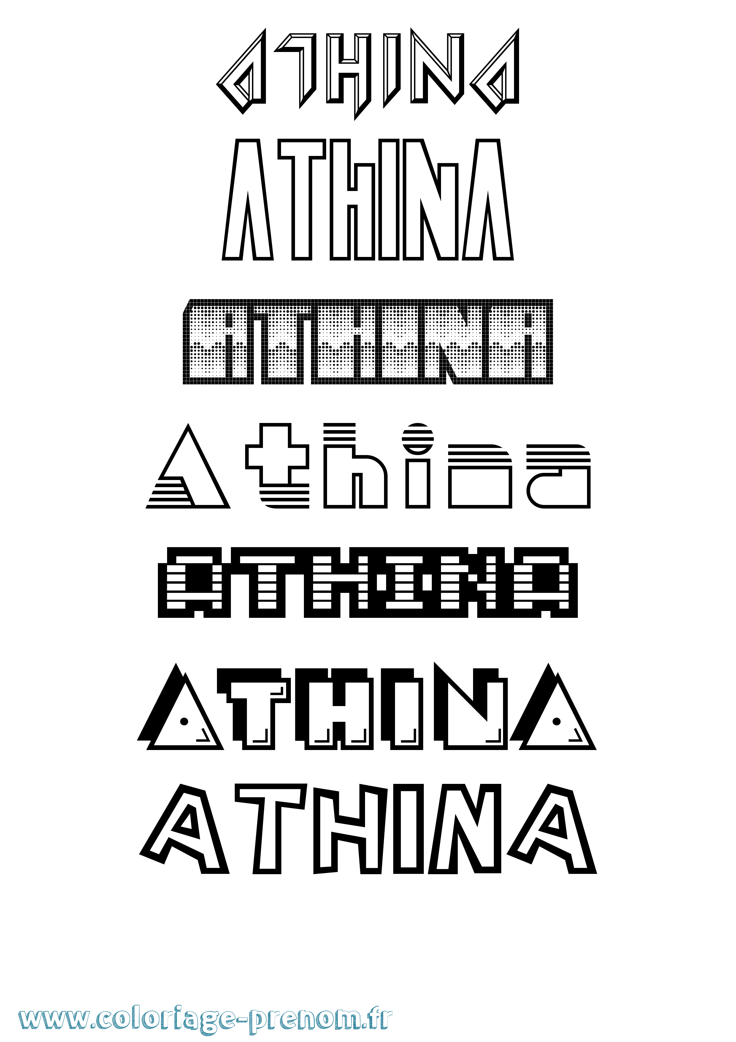 Coloriage Athina Jeux Vidéos Coloriage prénom Athina Jeux Vidéos