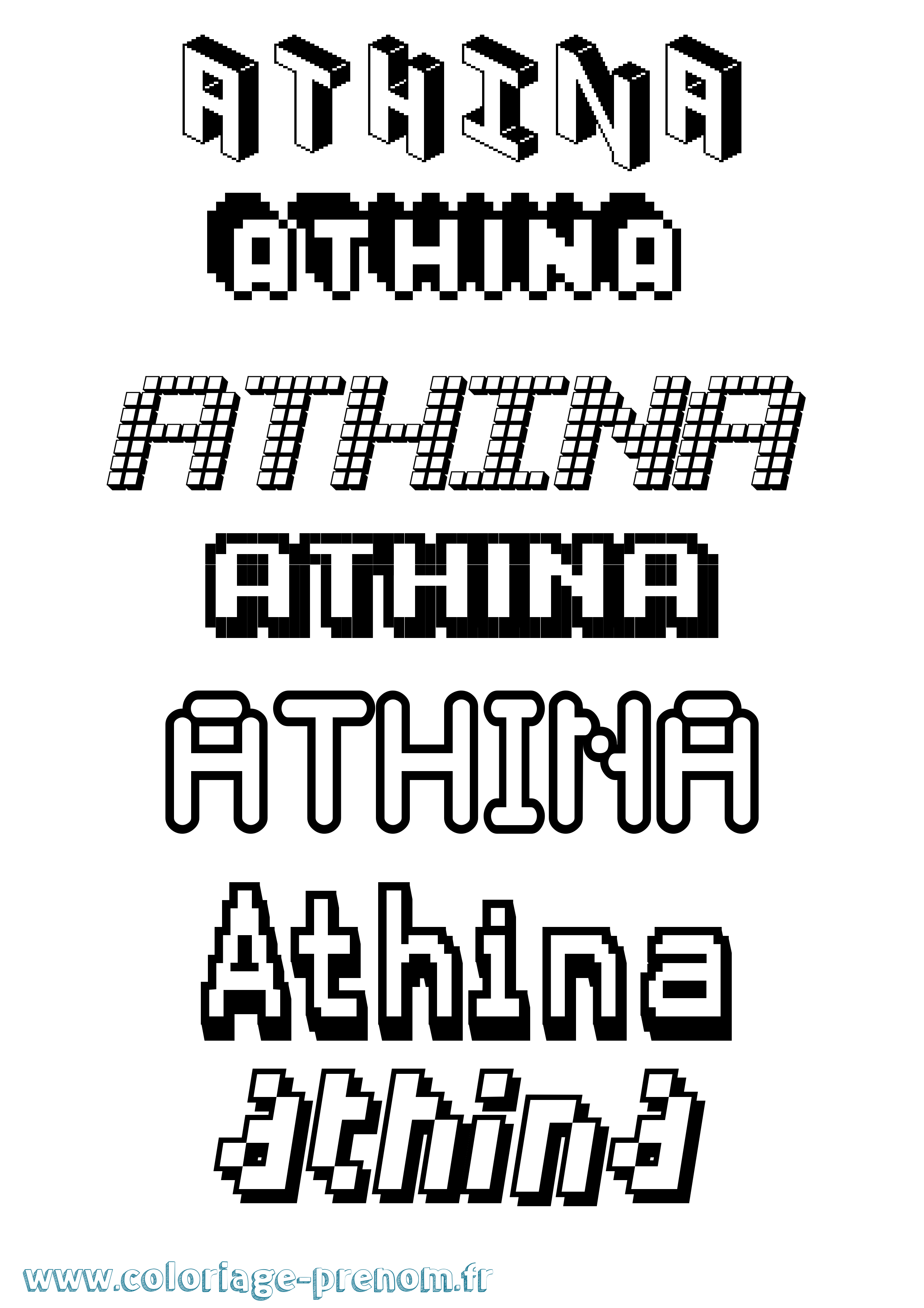 Coloriage Athina Pixel Coloriage prénom Athina Pixel