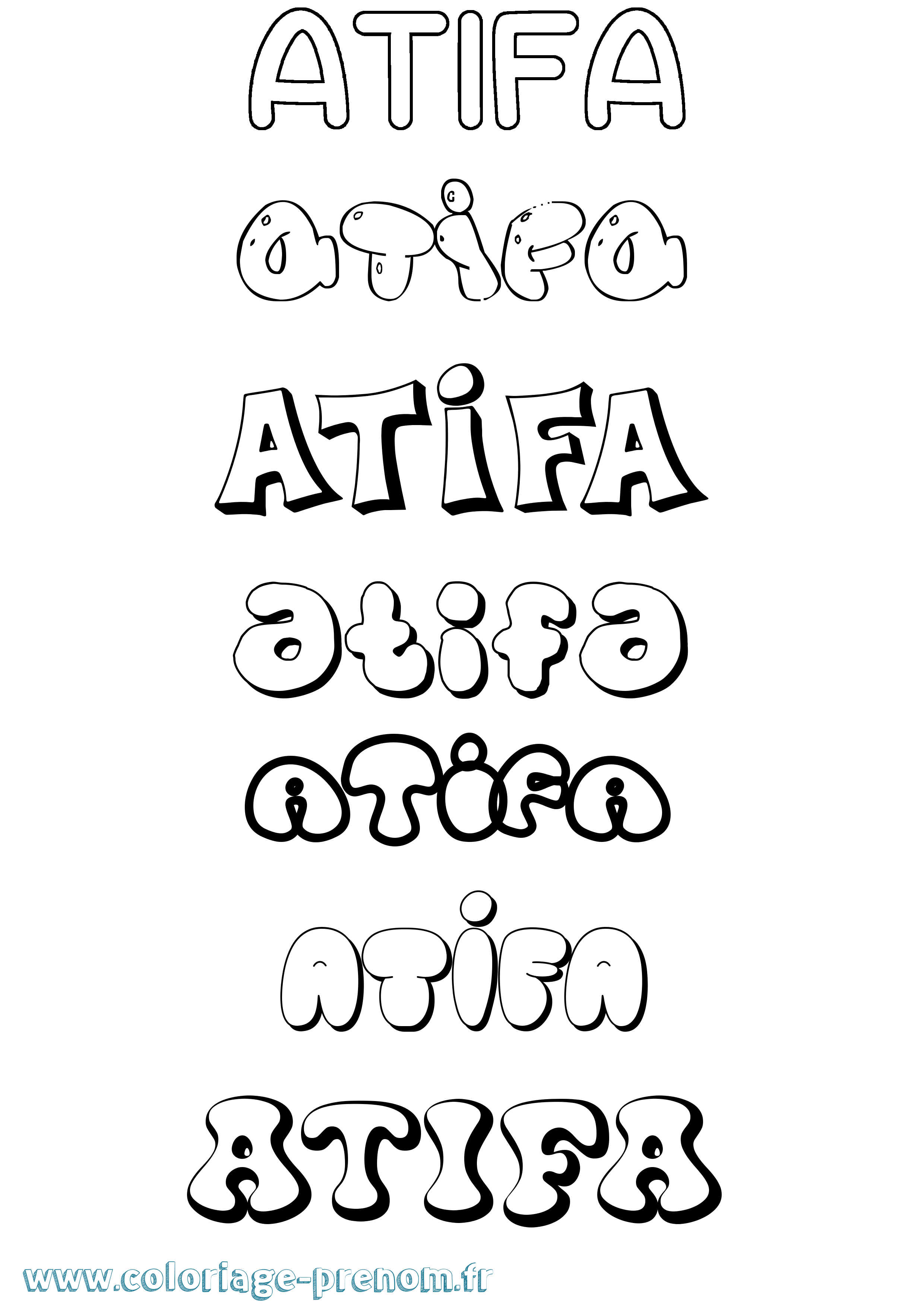 Coloriage Atifa Bubble Coloriage prénom Atifa Bubble