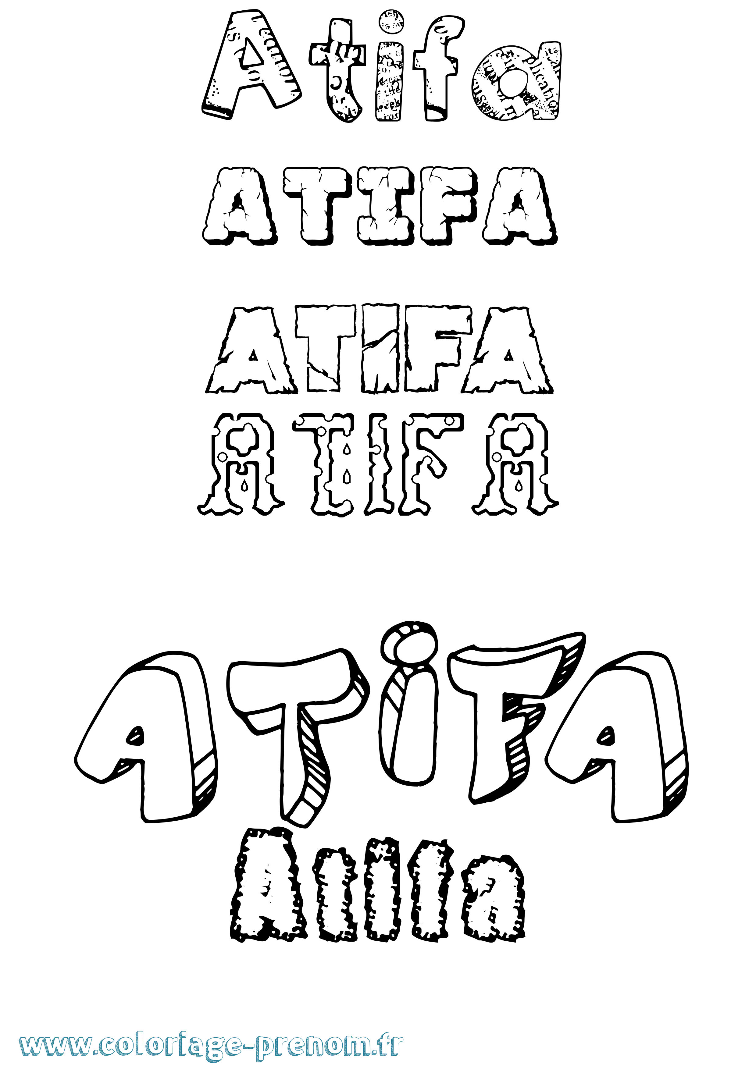 Coloriage Atifa Destructuré Coloriage prénom Atifa Destructuré