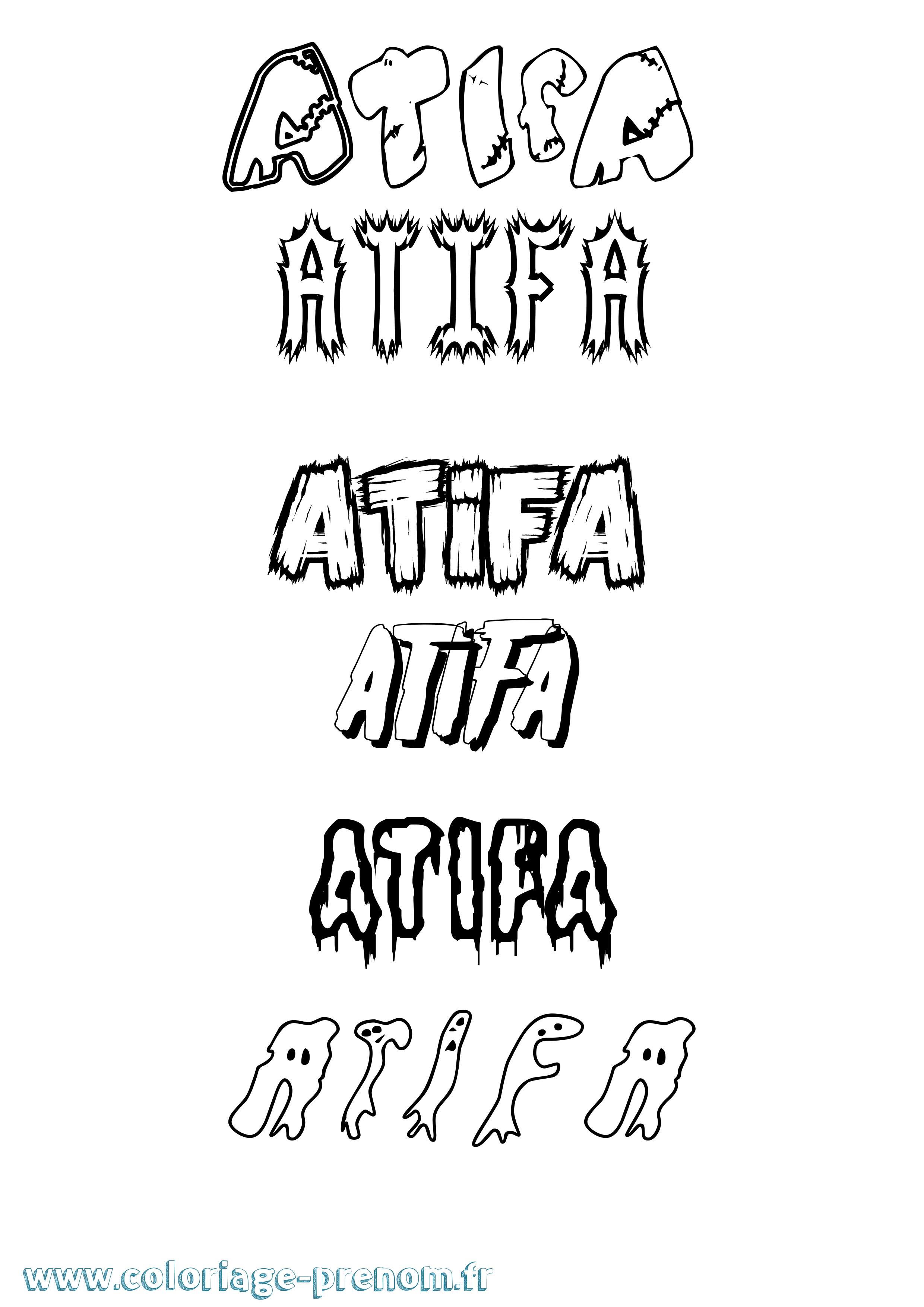 Coloriage Atifa Frisson Coloriage prénom Atifa Frisson