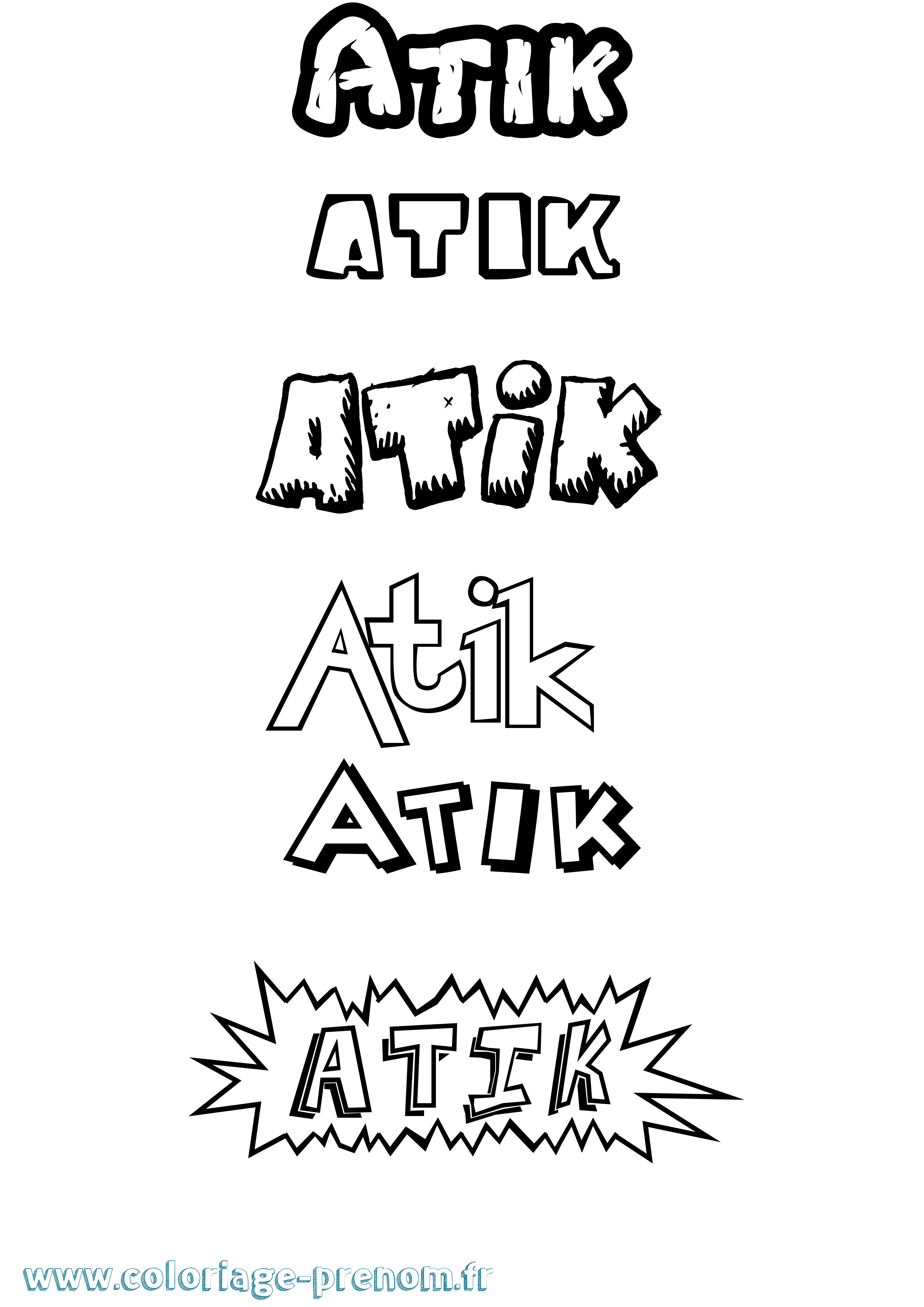 Coloriage Atik Dessin Animé Coloriage prénom Atik Dessin Animé
