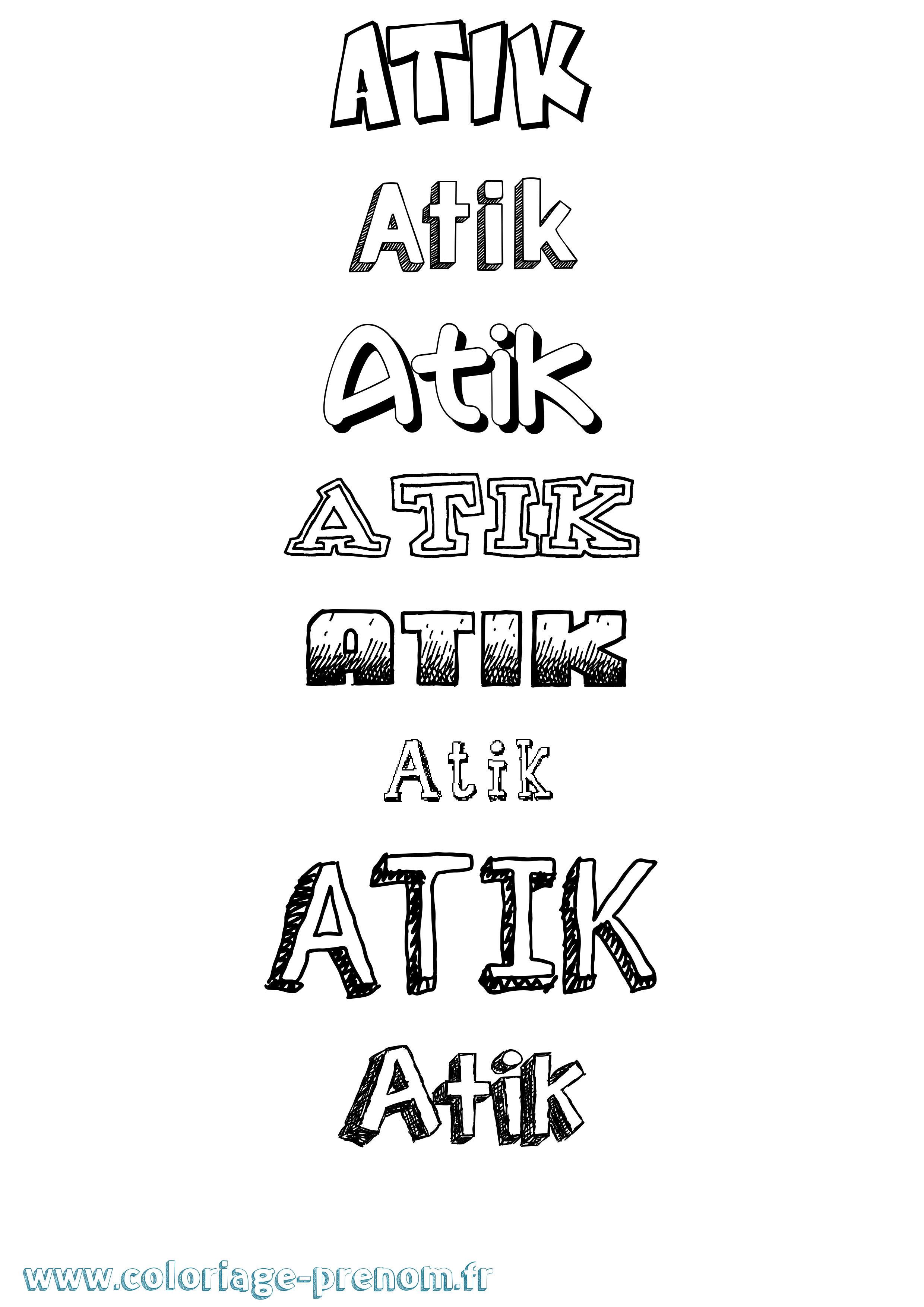 Coloriage Atik Dessiné Coloriage prénom Atik Dessiné