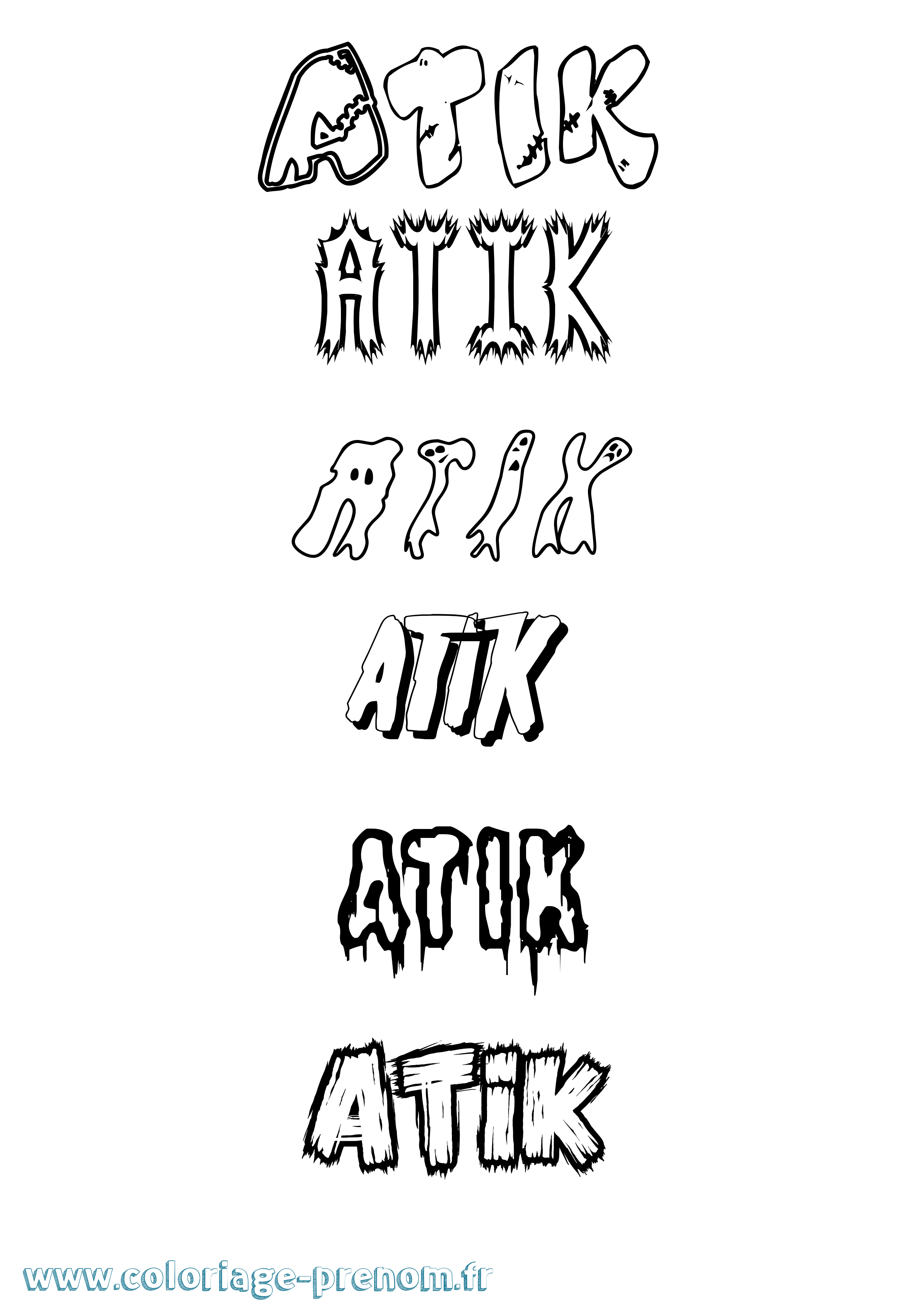 Coloriage Atik Frisson Coloriage prénom Atik Frisson