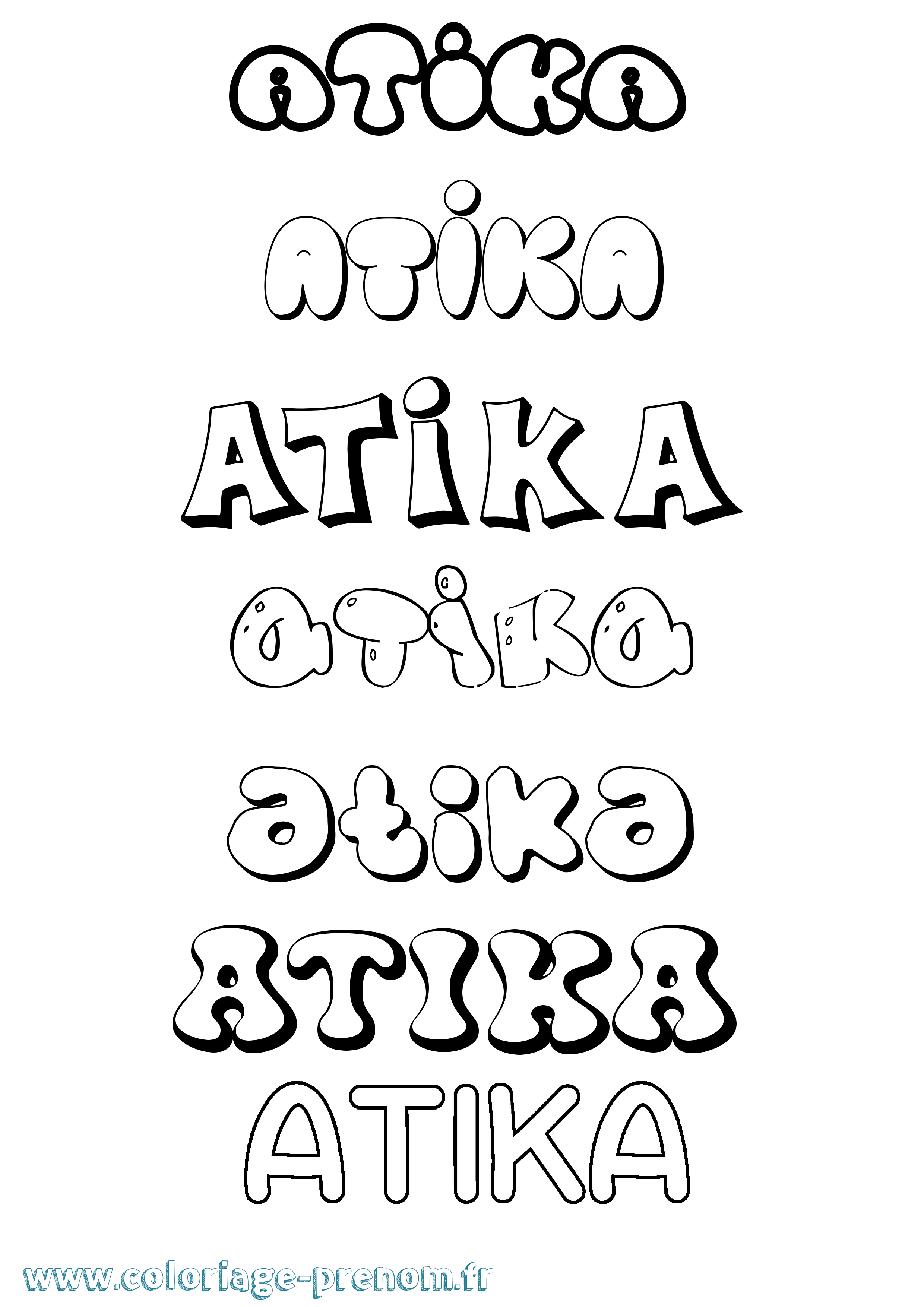 Coloriage Atika Bubble Coloriage prénom Atika Bubble